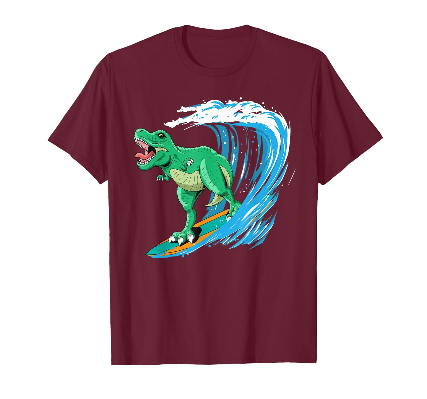 Funny T-Rex Surfing Dinosaur Summer Dino Beach Surfer Men Women Girls Kids T-Shirt