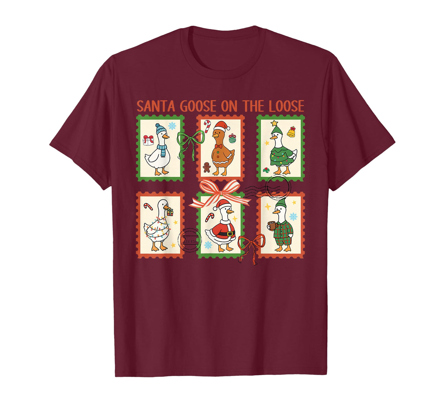 Santa Goose On The Loose Merry Goosemas Christmas Cute Xmas T-Shirt