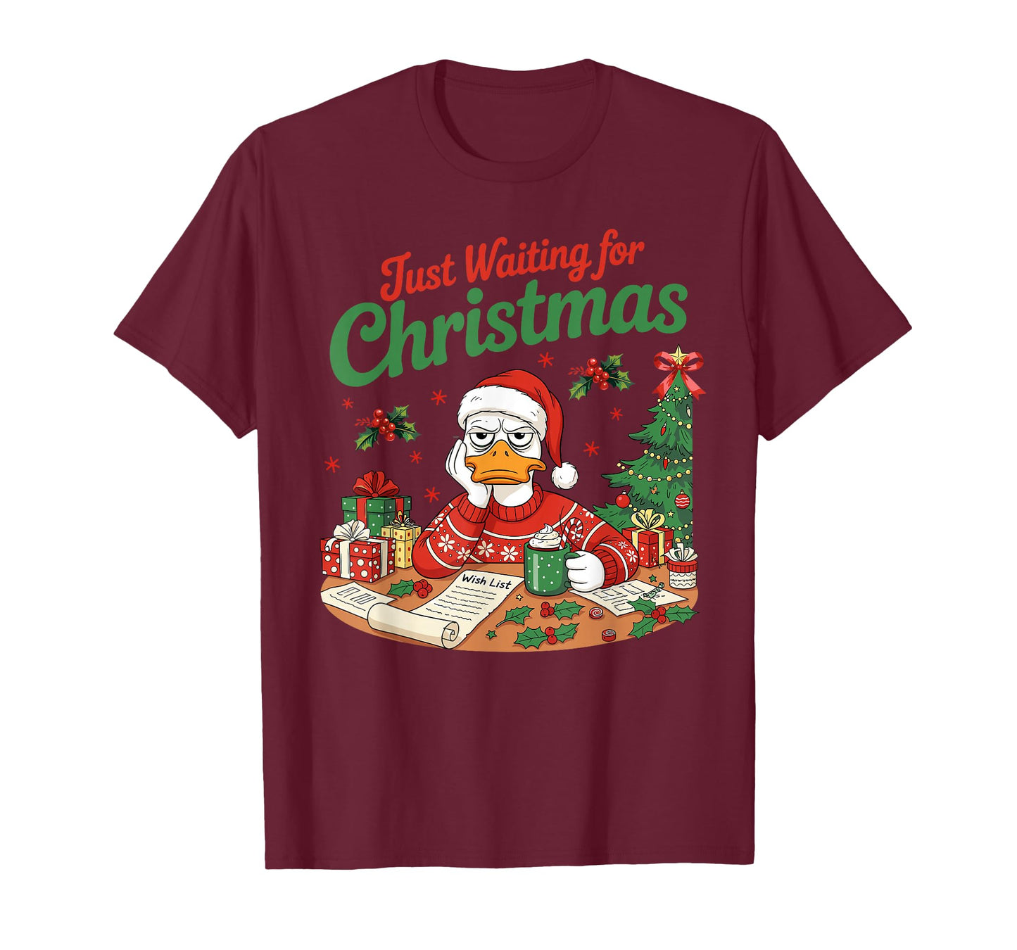 Just Waiting for Christmas Grumpy Goose T-Shirt