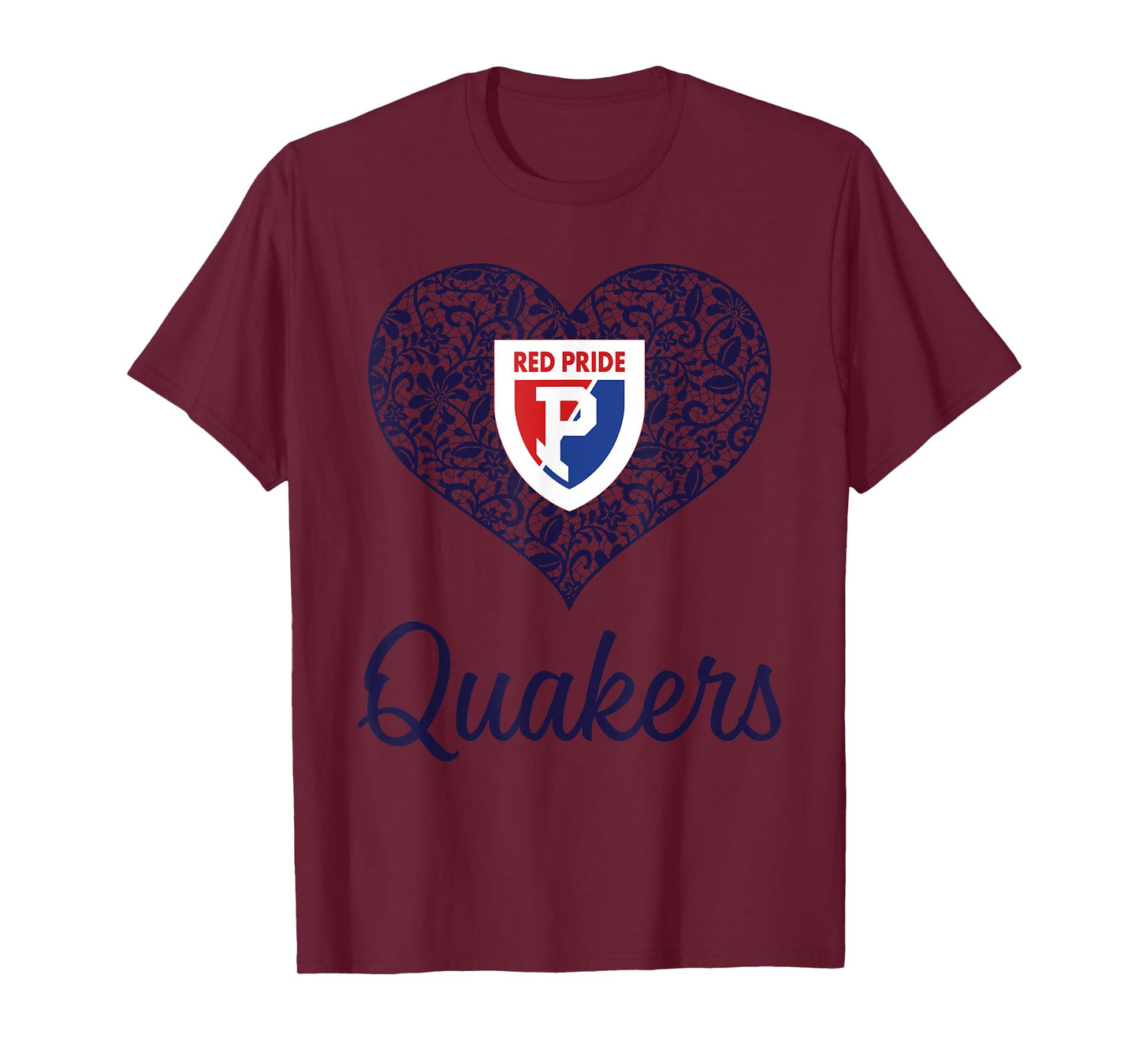 Plainfield Quakers Logo Lace Heart HS T-Shirt