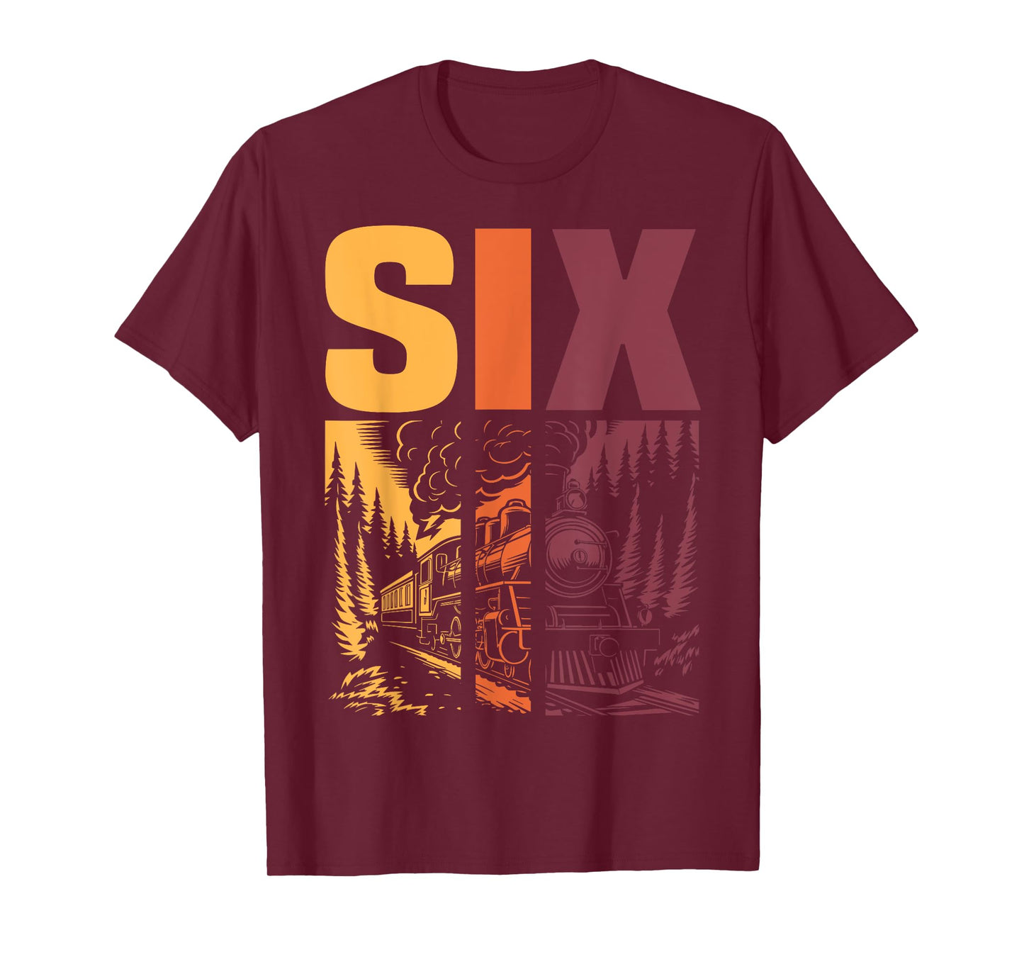 Vintage Train 6th Birthday Six Year Old Boys Locomotive T-Shirt