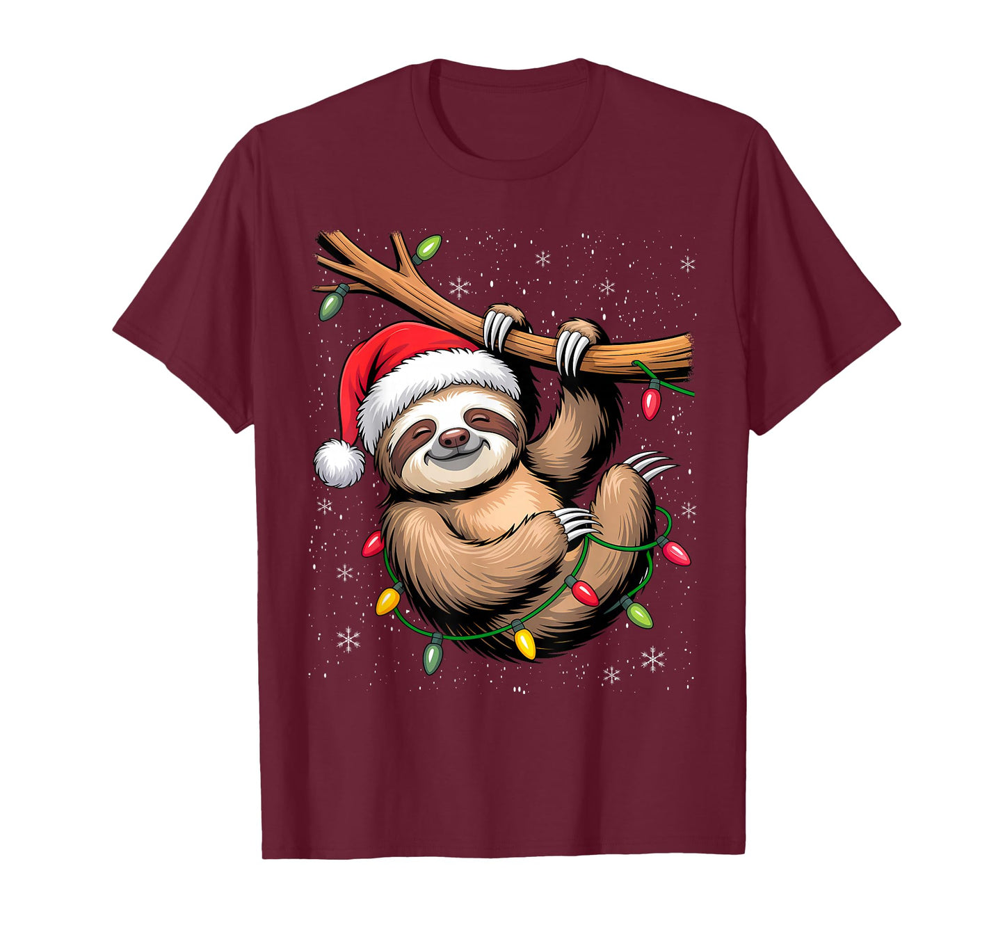 Sloths Xmas Lighting Reindeer Santa Hat Sloth Christmas T-Shirt