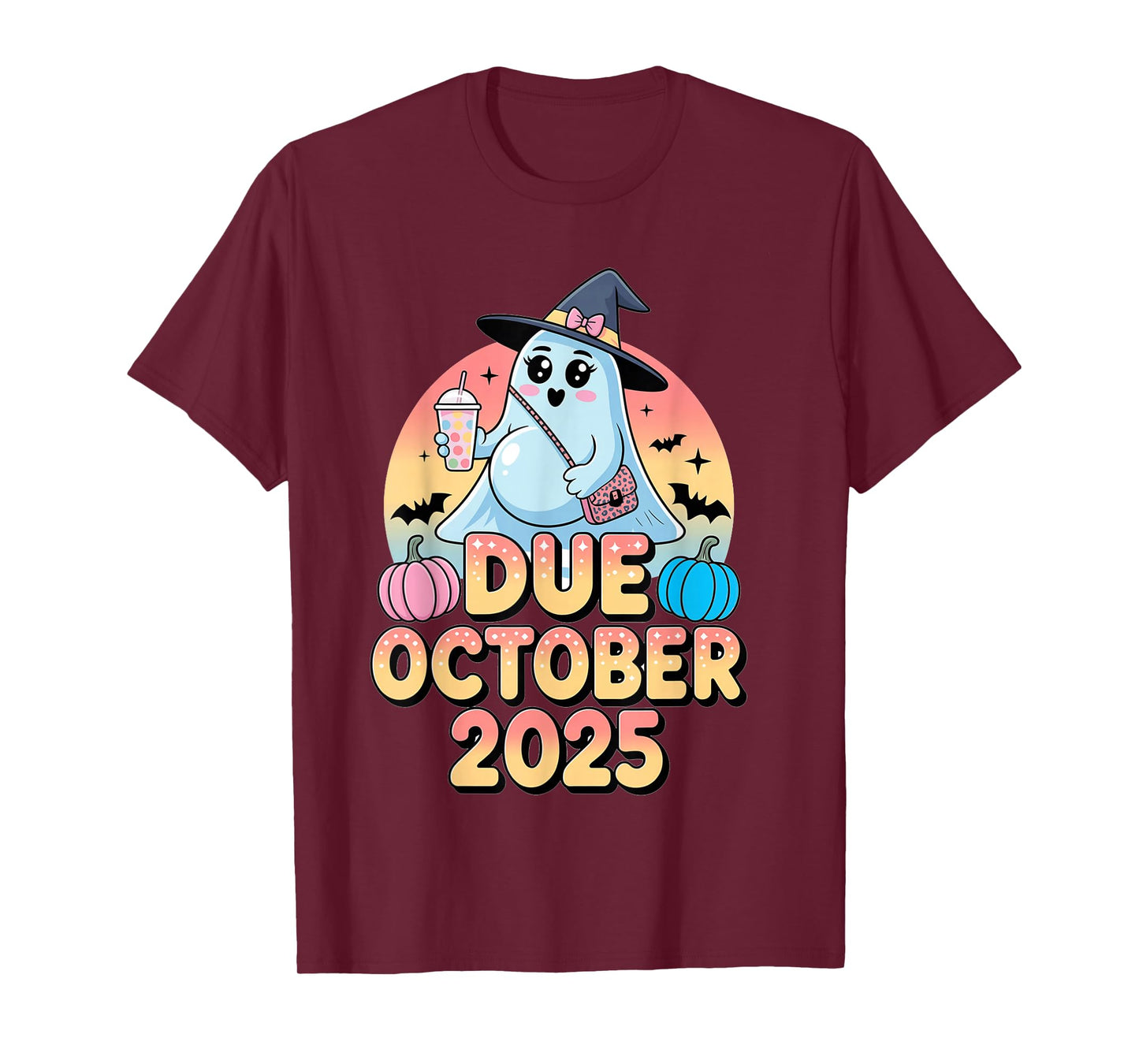Halloween Pregnant Due October 2025 Mama Ghost Baby Mom T-Shirt