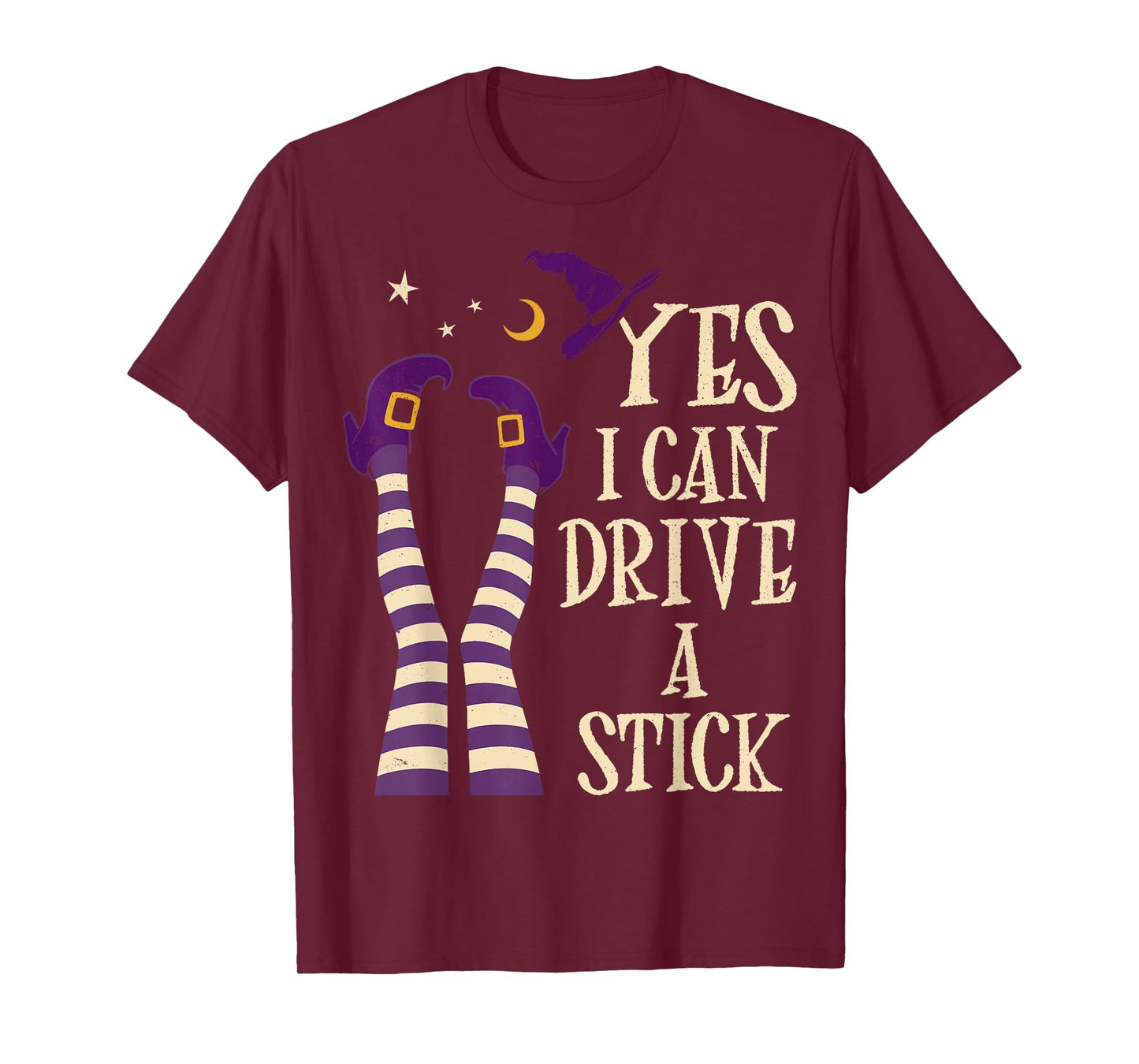Yes I Can Drive A Stick Funny Halloween Spooky Witch T-Shirt