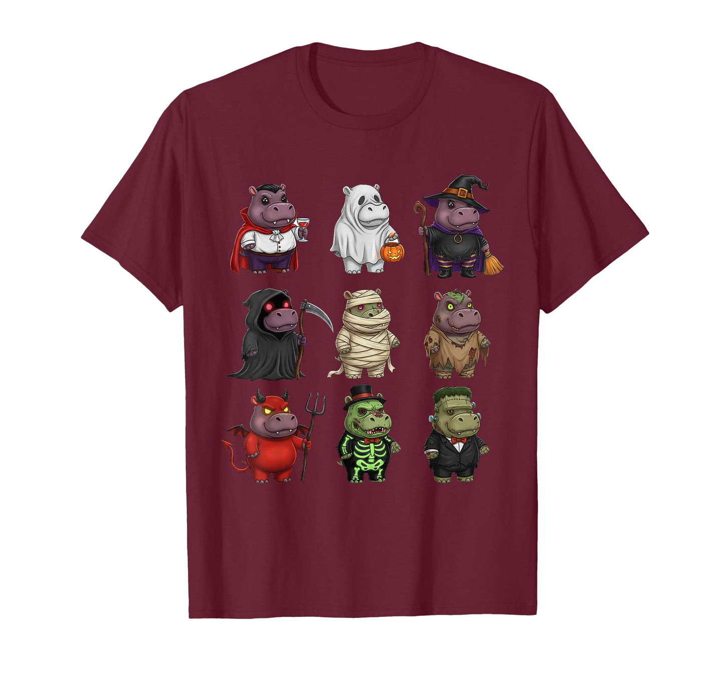 Cute Hippo Halloween Costume Characters Funny Spooky T-Shirt