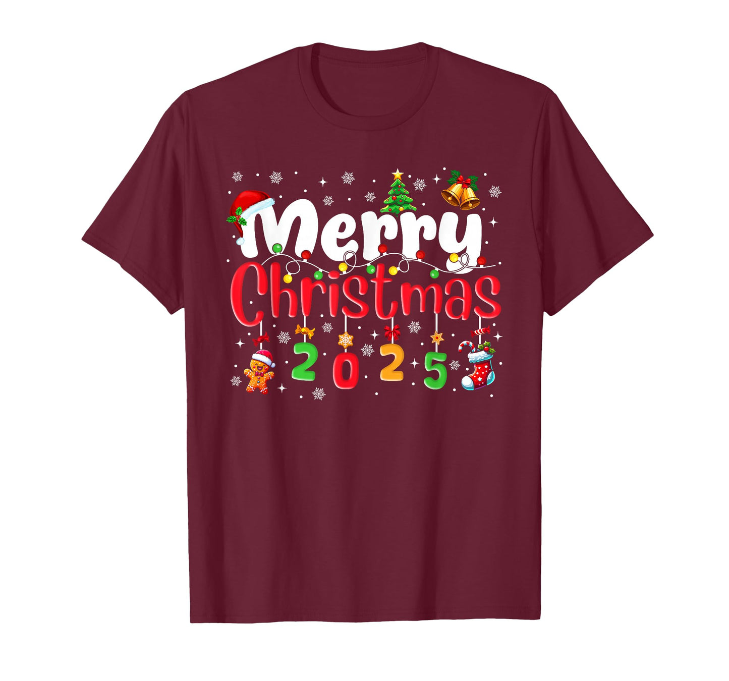 Merry Christmas 2025 Santa Hat Xmas Family Men Women Kids T-Shirt