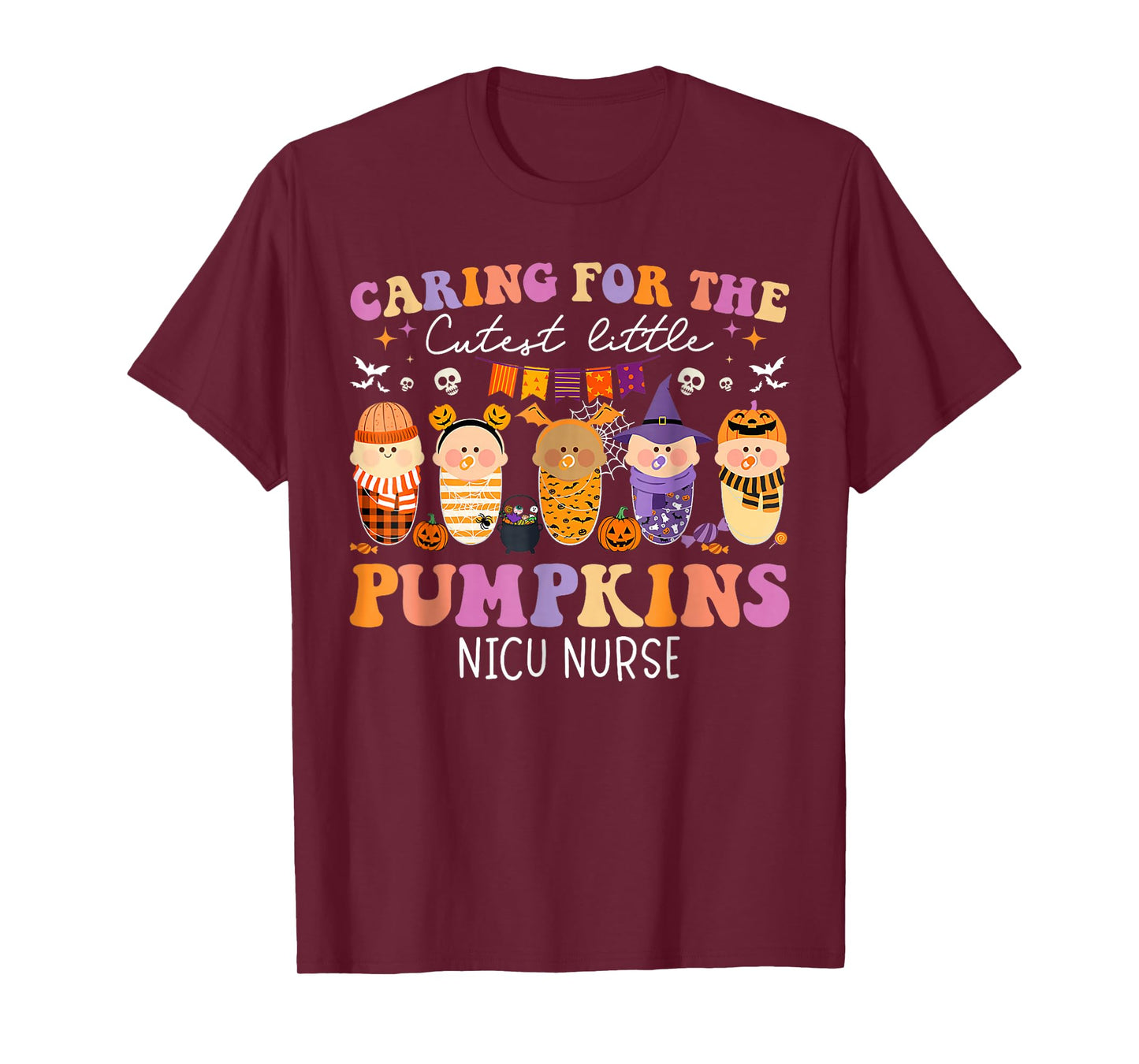 Funny Halloween NICU Nurse Baby Pumpkin Costume for Staff T-Shirt