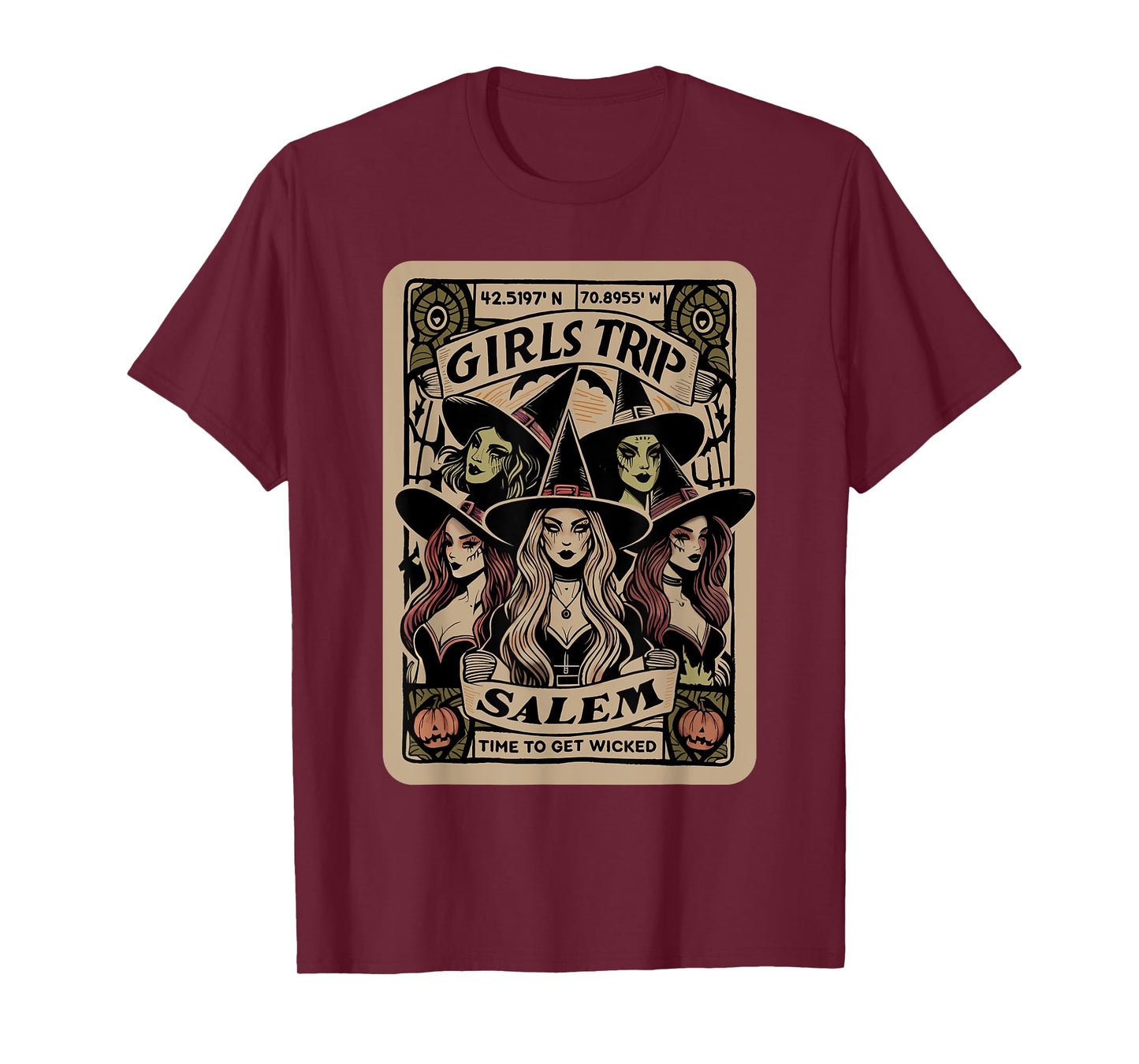 Girls Trip to Salem Time To Get Wicked Tarot Card Halloween T-Shirt