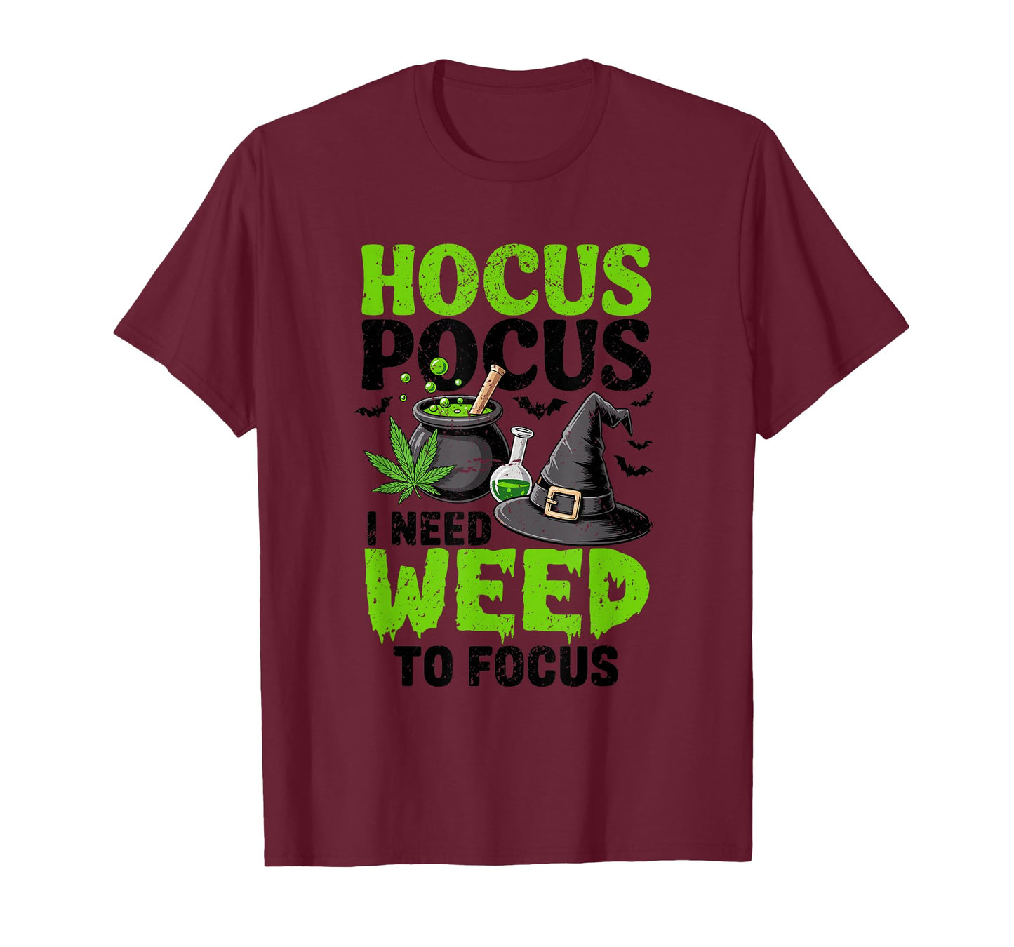 Hocus Pocus Weed Cauldron Witch hat Halloween T-Shirt