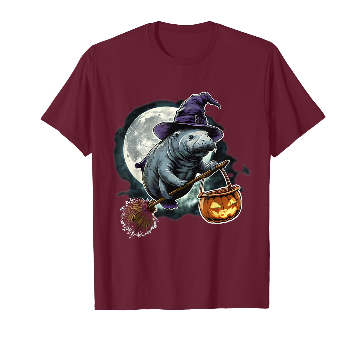 Manatee Witch Hat Pumpkin Halloween Costume Men Women Kids T-Shirt