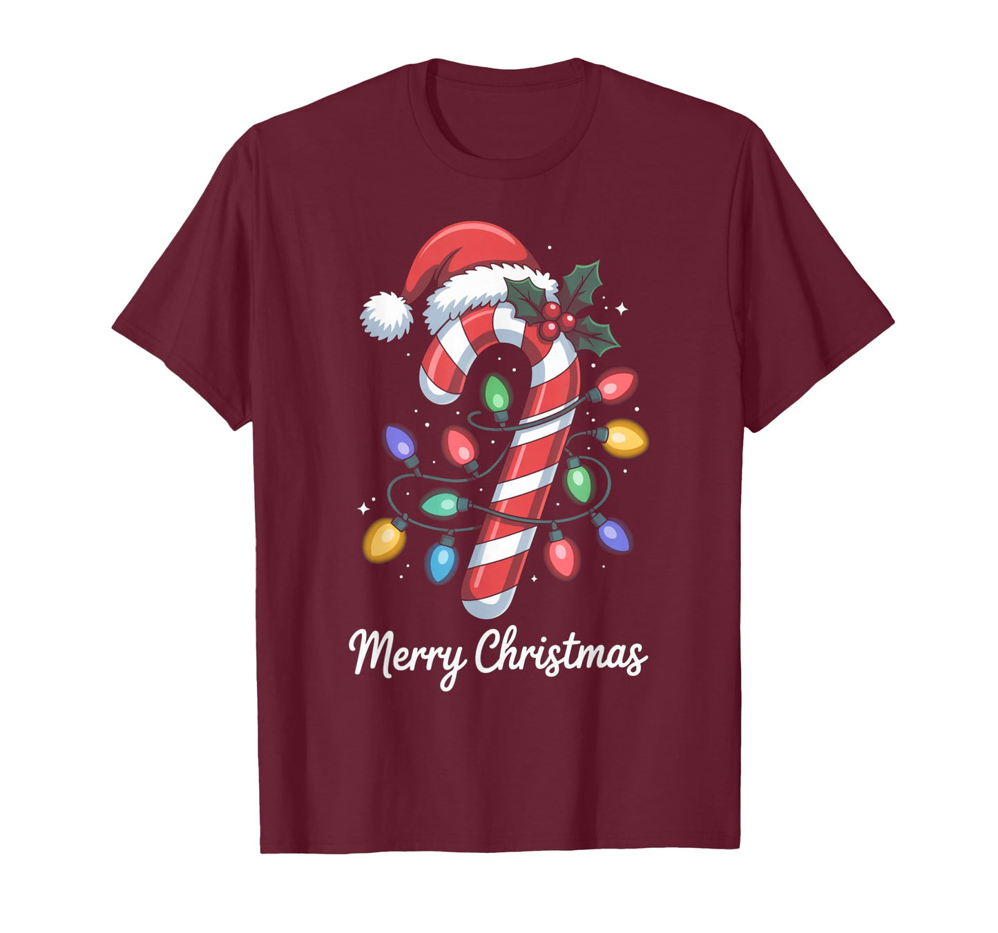 Merry Christmas Candy Cane Santa Hat Holiday Kids Toddler T-Shirt