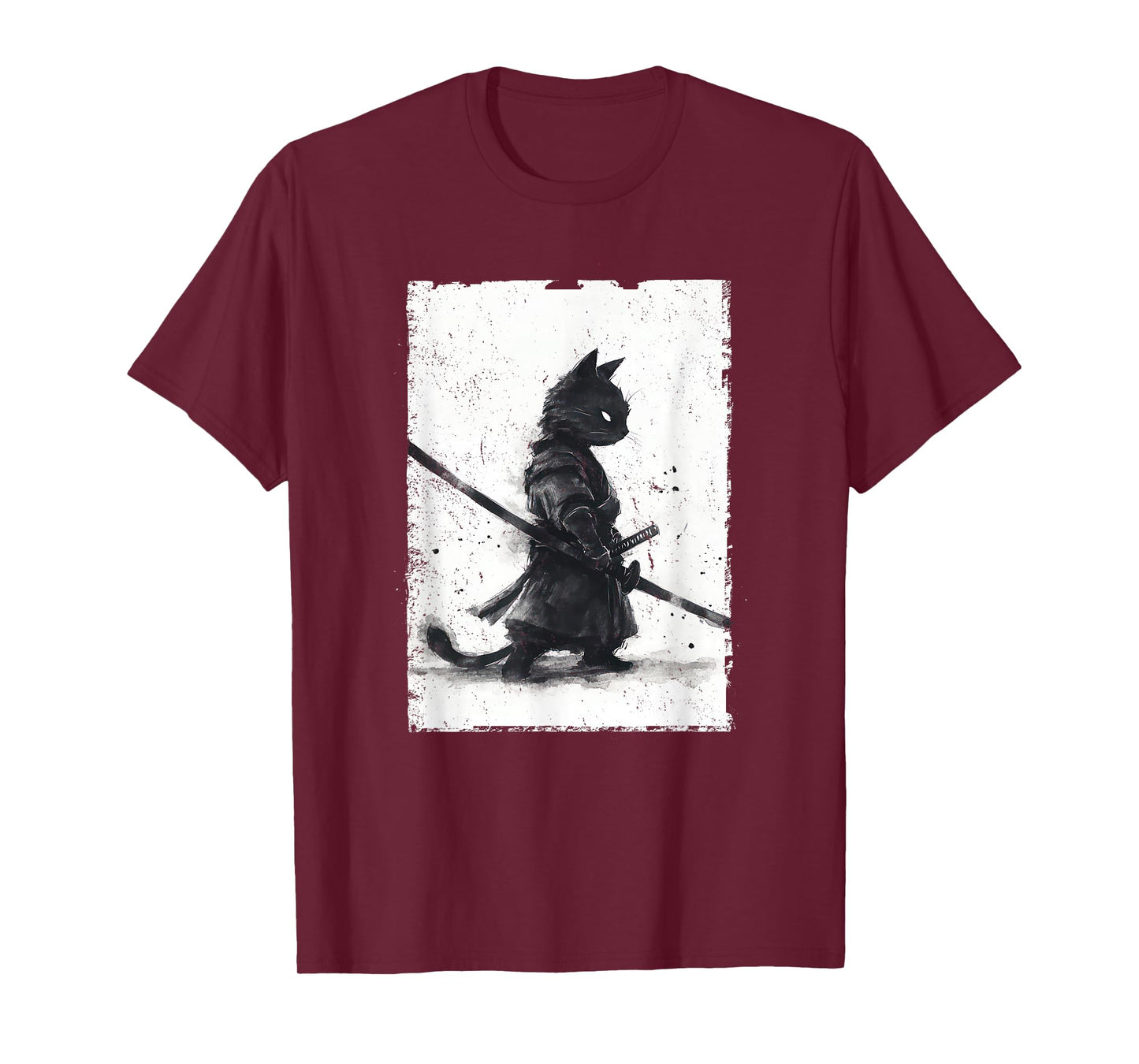 Vintage Samurai Cat Graphic Art Japanese Ukiyo-e T-Shirt