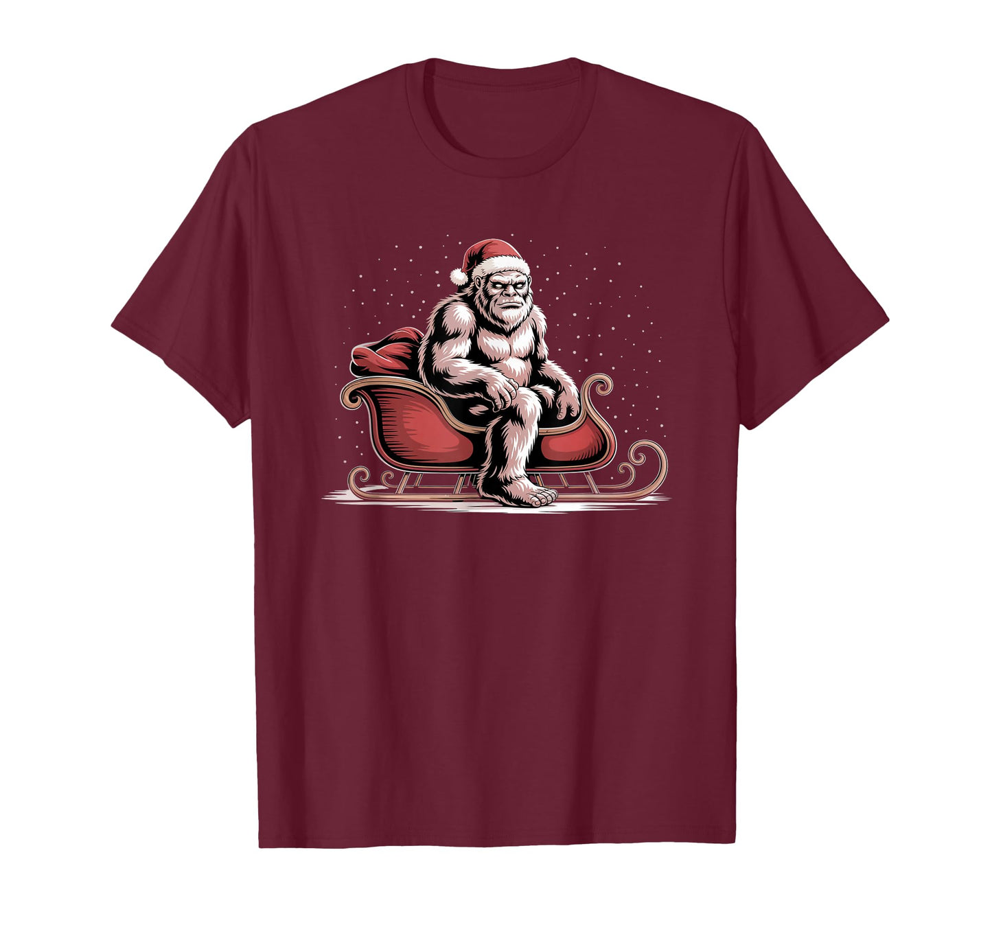 Fife Life Bigfoot Sasquatch in Santa's Sleigh Christmas T-Shirt