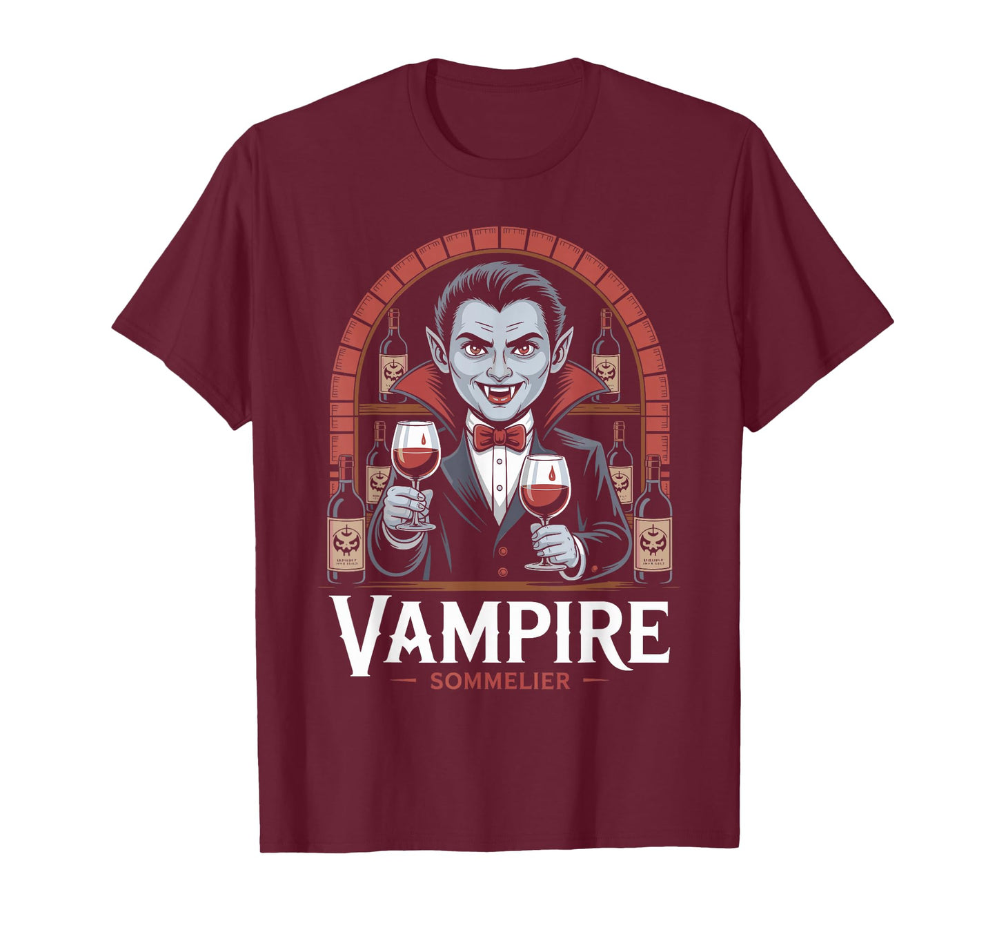 Vampire Sommelier Wine Lover Halloween Spooky Drink T-Shirt