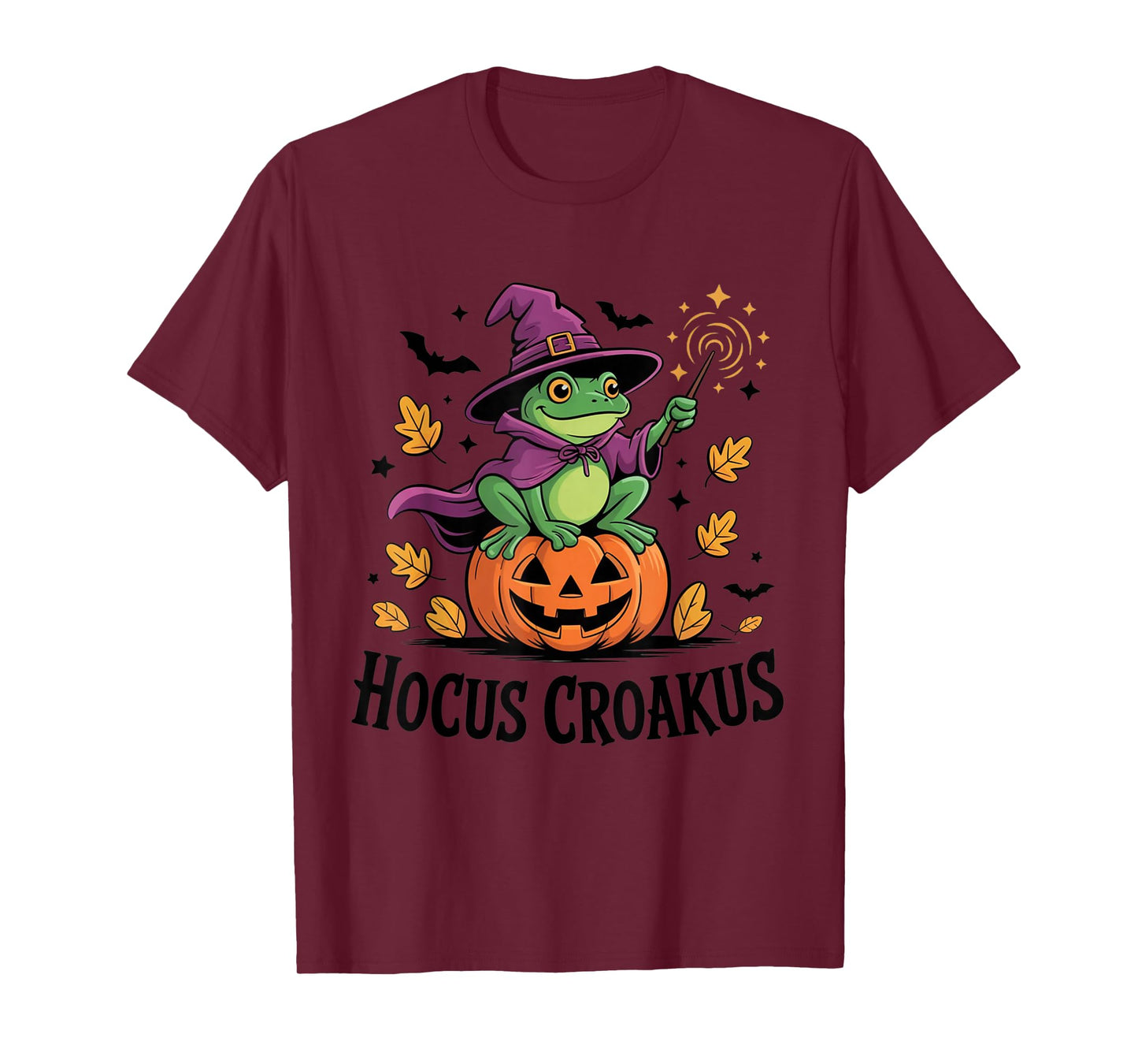 Hocus Croakus Pumpkin Wizard Frog Funny Halloween Witch T-Shirt