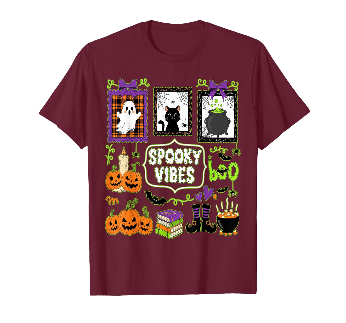 Spooky Vibes Halloween Coquette Jack O'Lantern Boo Crew T-Shirt