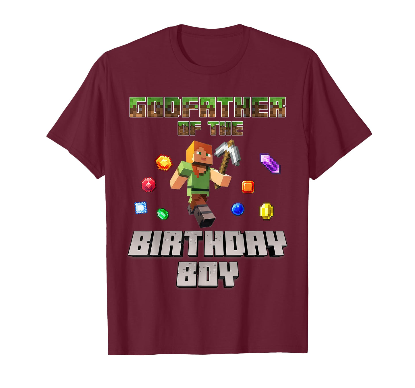 Godfather Of The Birthday Boy Video Gamer Pixel Number T-Shirt