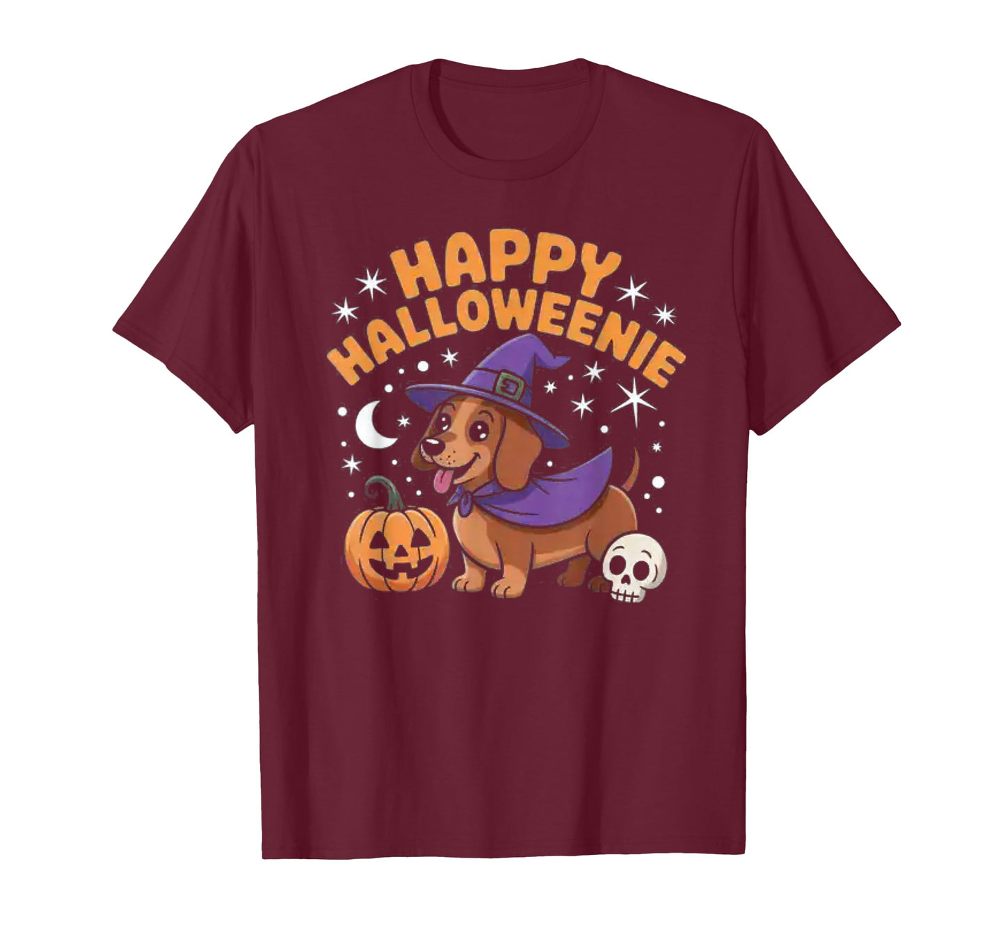 Dachshund Weiner Dog Witch Happy Halloweenie T-Shirt