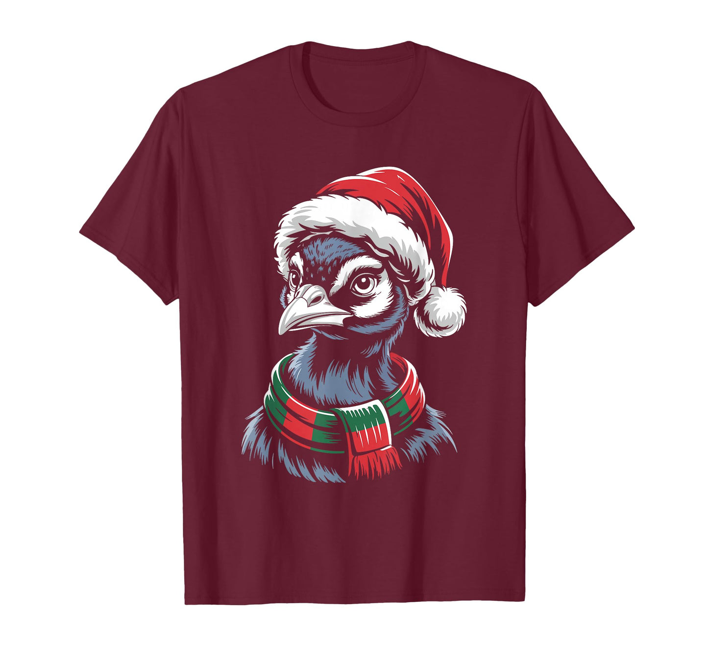 Peacock Xmas Santa Hat Scarf Christmas Costume T-Shirt