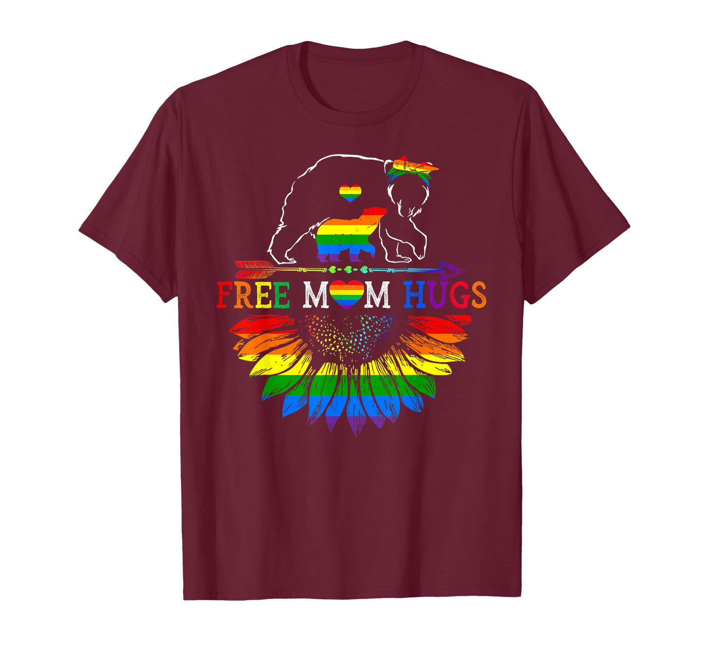 LGBTQ Pride Mama Bear Free Mom Hugs LGBT Proud Rainbow Ally T-Shirt