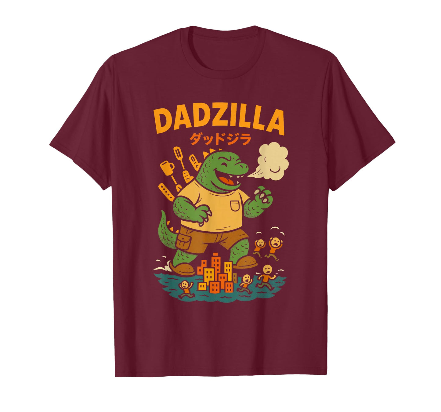 Dadzilla Funny Cartoon Gift for Dad Retro Vintage T-Shirt