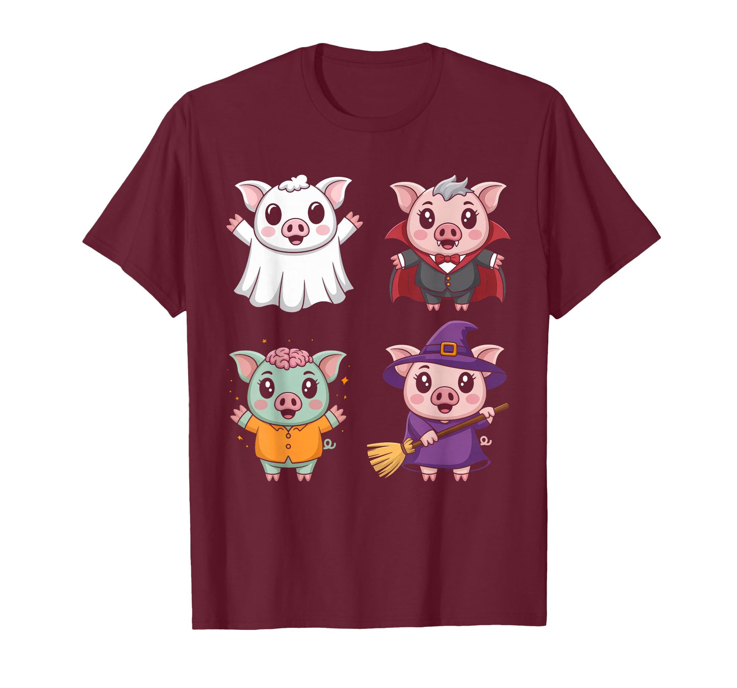 Pig Spooky Witch Boo Zombie Cute Pig Halloween Boys & Girls T-Shirt