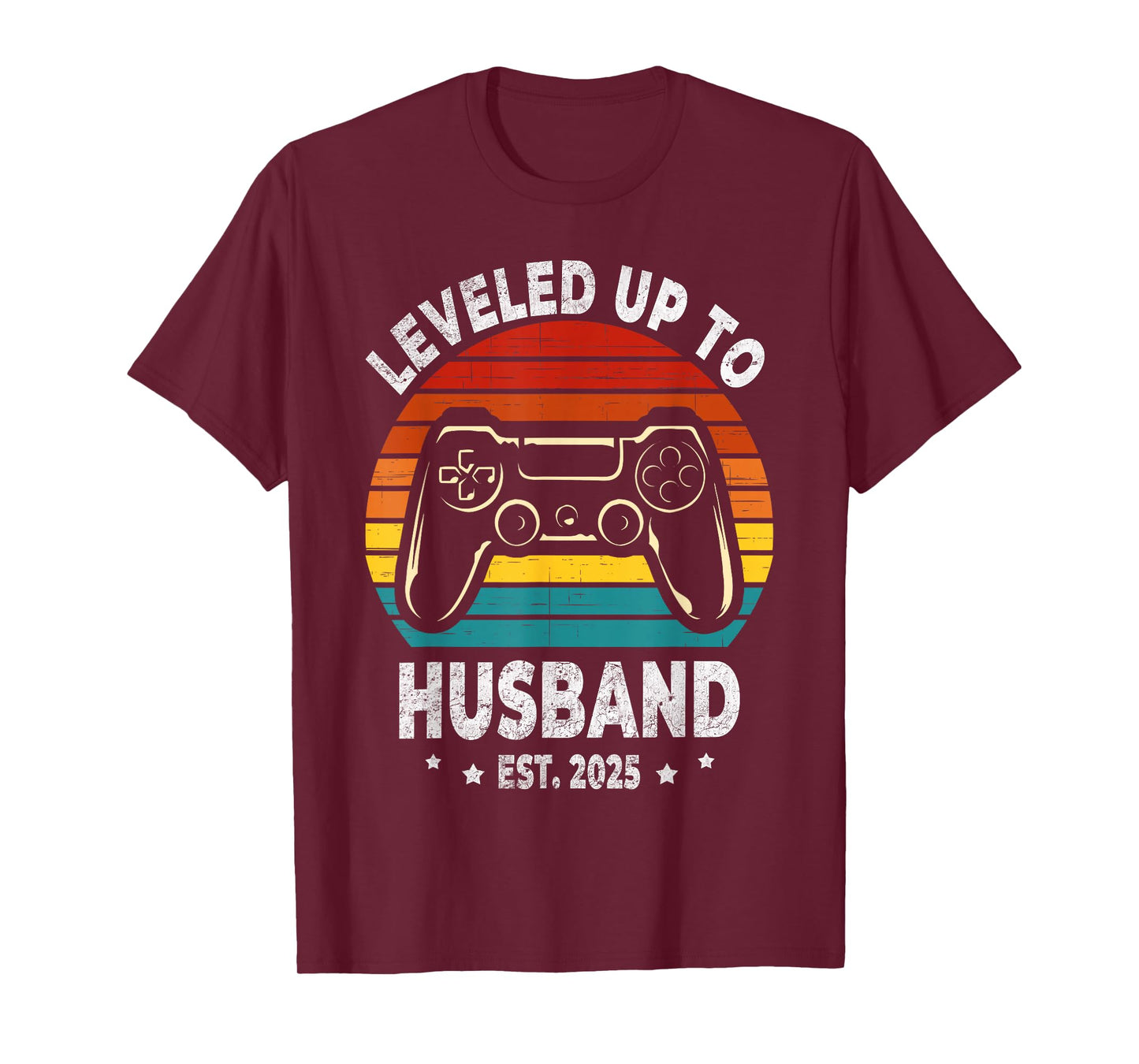 Leveled Up To Husband est 2025 Newly Married Bachelor Party T-Shirt
