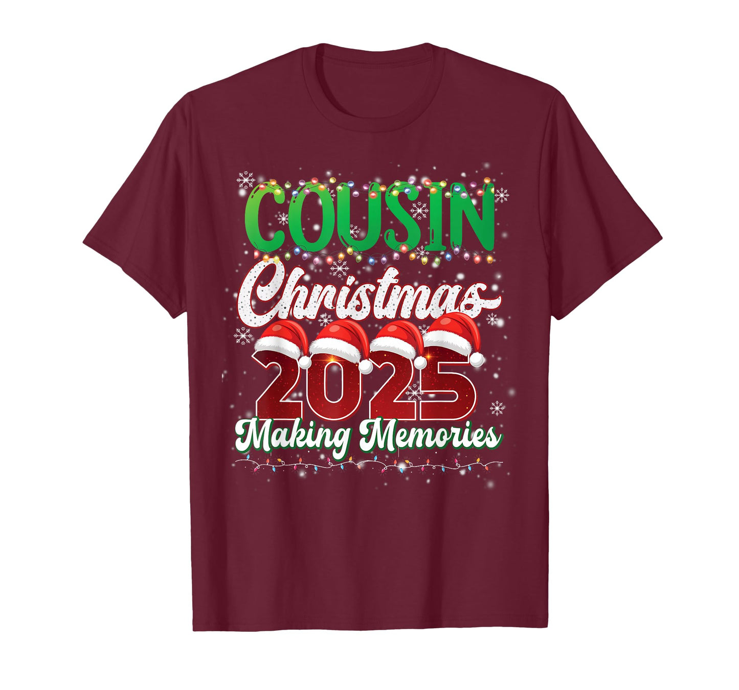 Cousin Christmas 2025 Matching Squad Santa Hat Funny Xmas T-Shirt