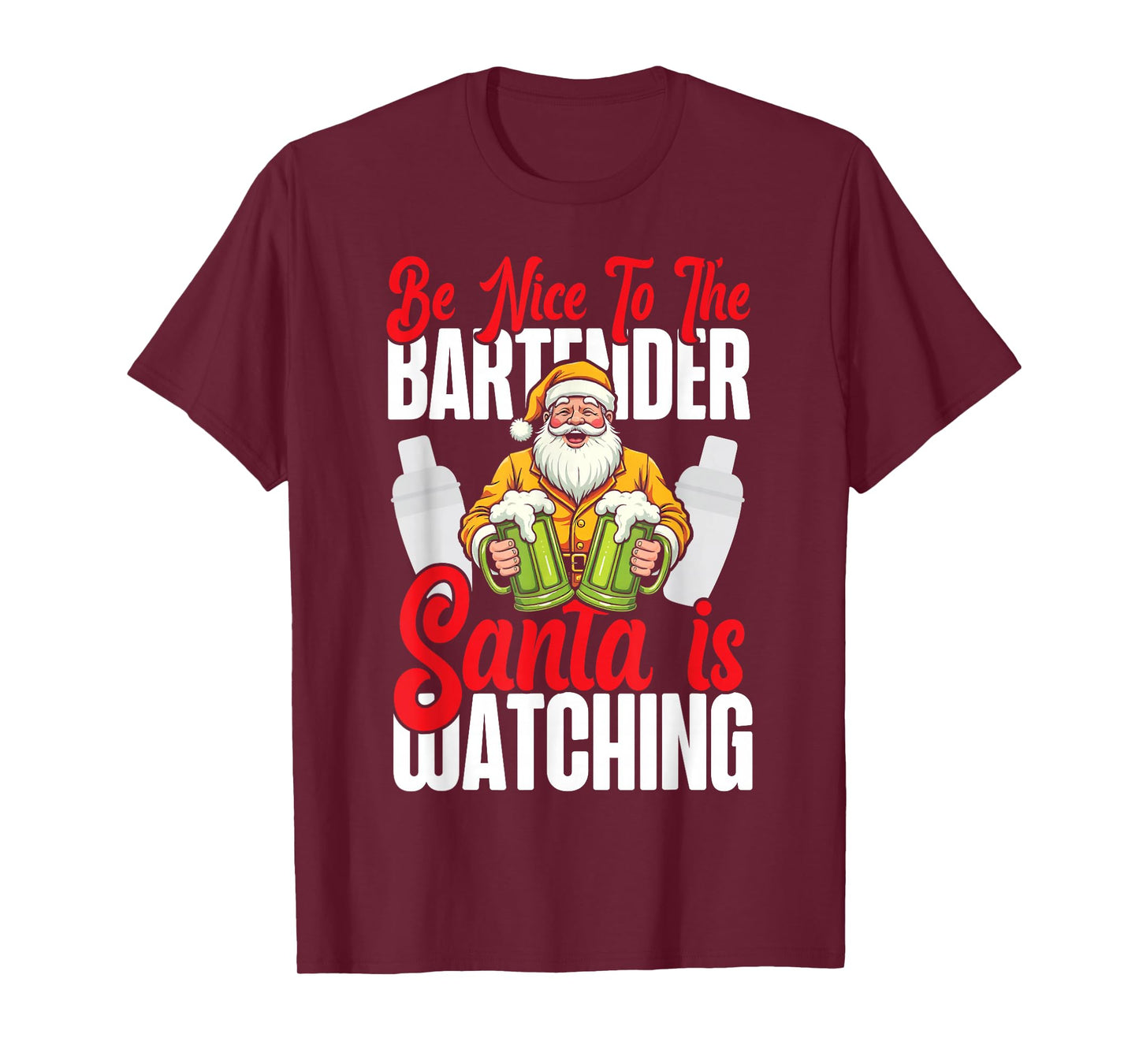 Bartender Mixologist Christmas Be Nice to The Bartender T-Shirt