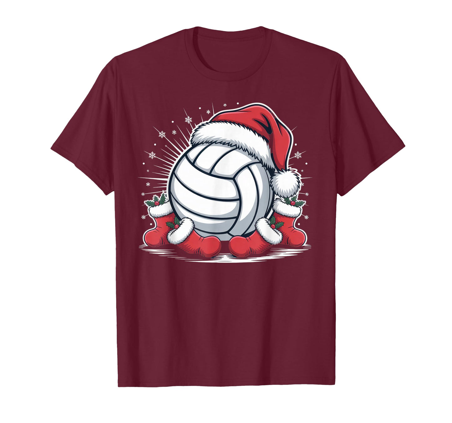Christmas Volleyball Lovers Santa Hat Festive Sports Fun T-Shirt