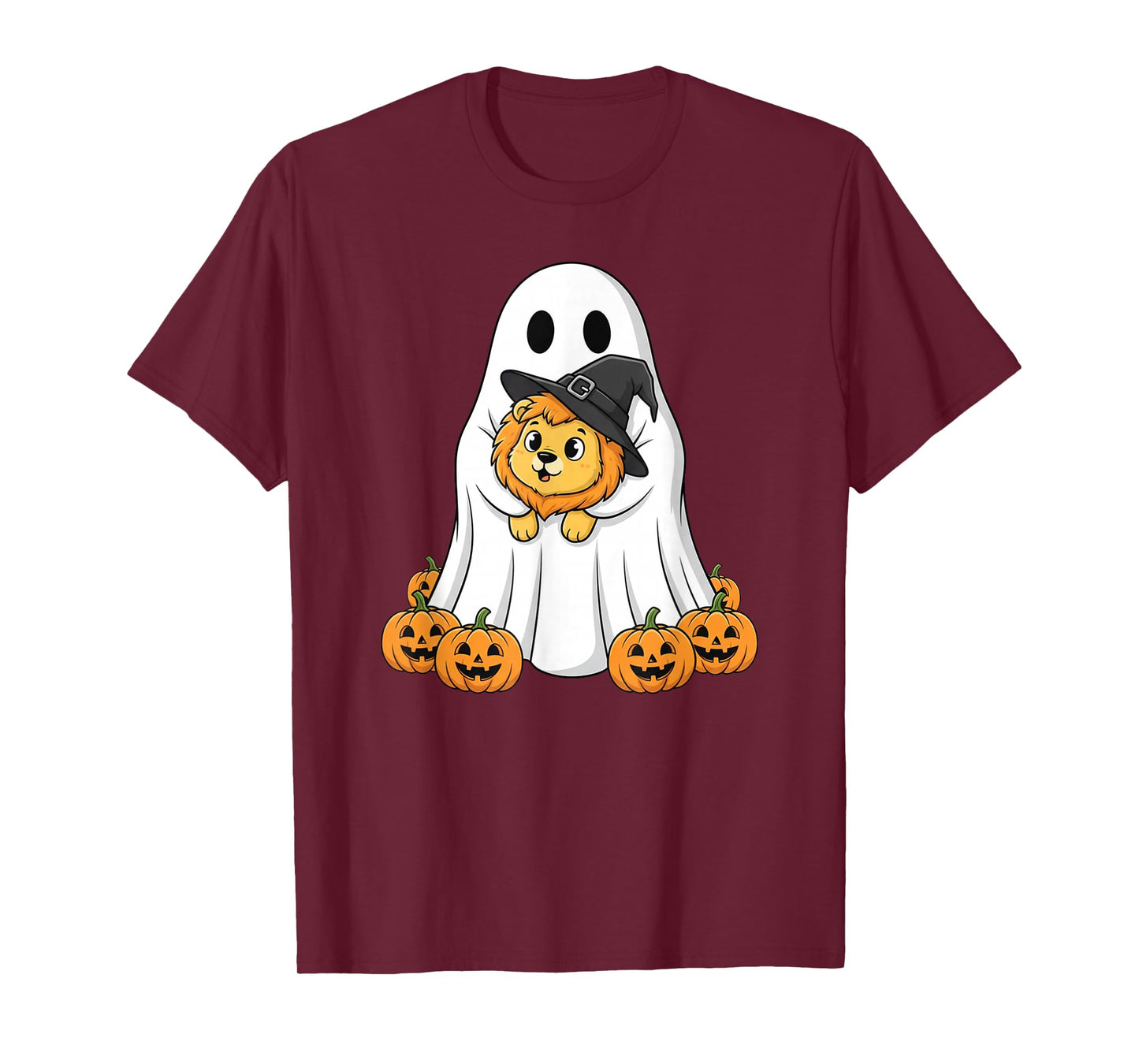 Funny Ghost Lion Pumpkin Halloween Kids Mens Womens T-Shirt