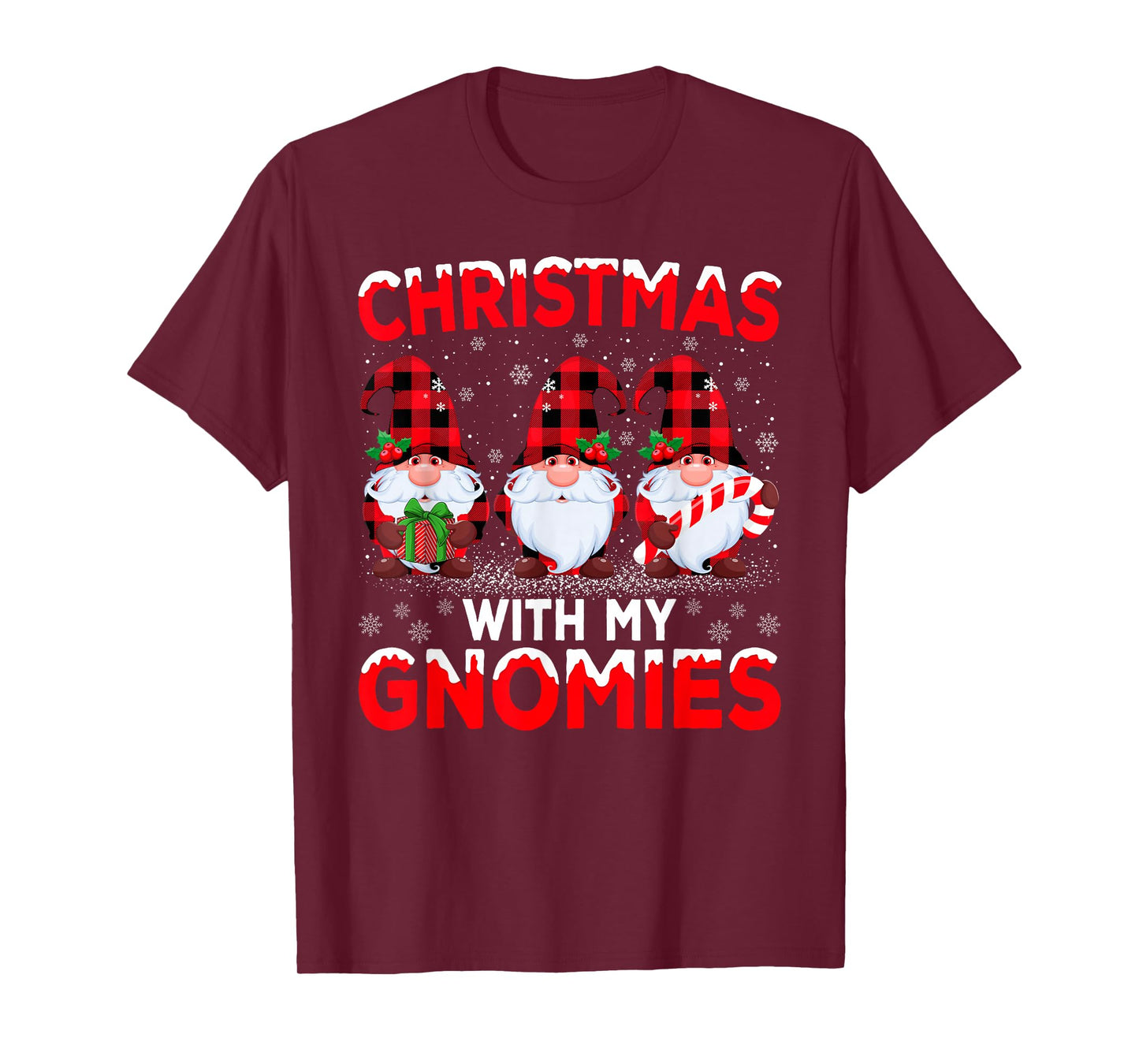 Matching Family Buffalo Plaid Gnome Christmas Pajamas T-Shirt