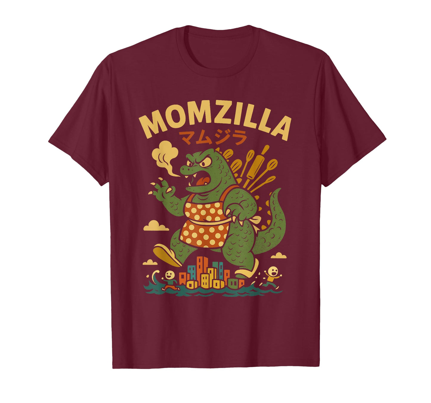 Momzilla Funny Kaiju Parody Retro Japanese Coffee Mom T-Shirt