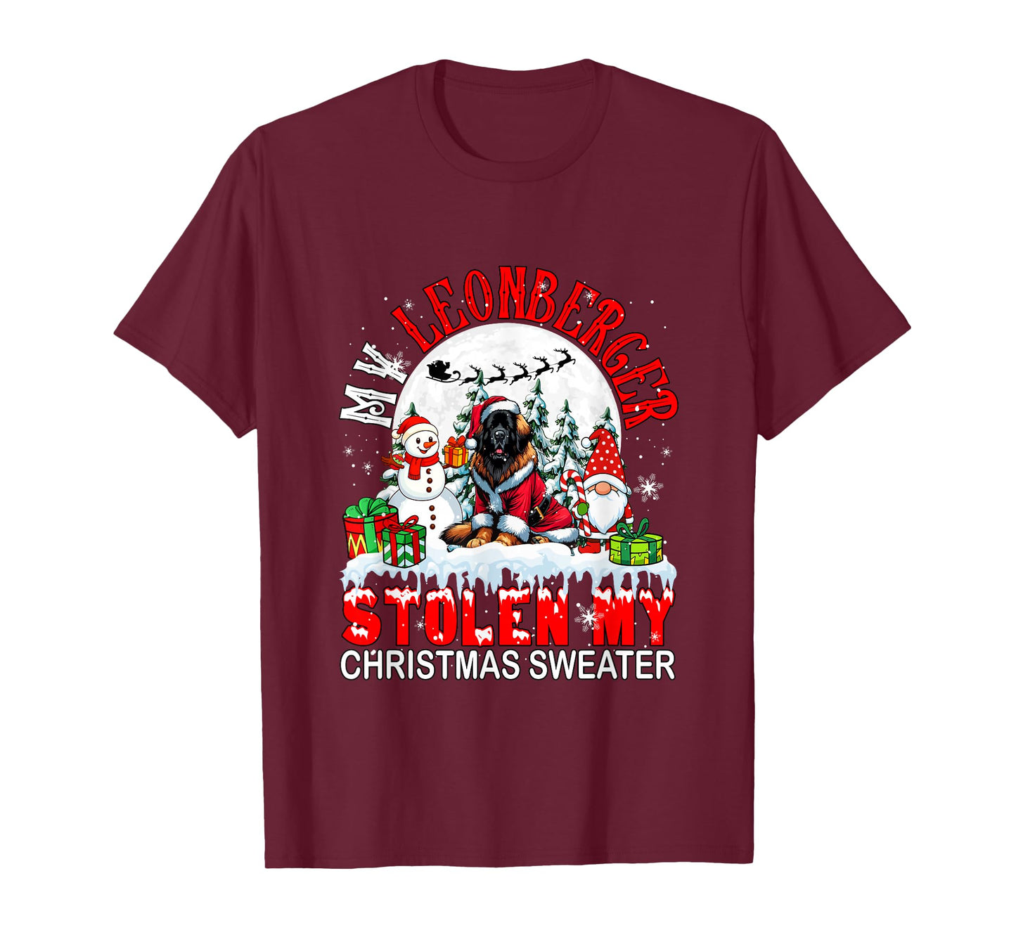 My Leonberger Stolen My Christmas Sweater Santa Dog Owner T-Shirt