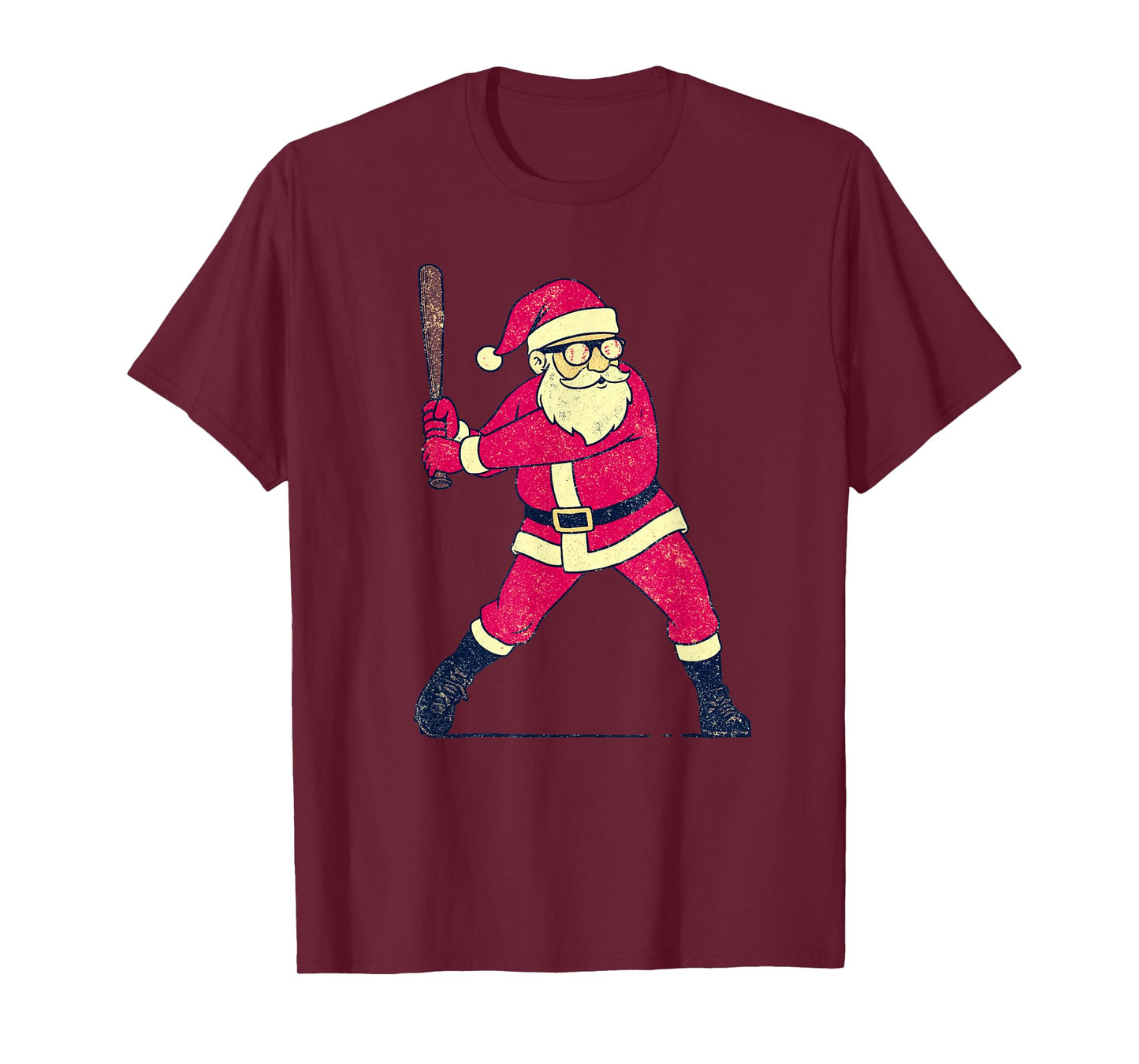 Santa Claus Playing Baseball Xmas Holiday Funny Christmas T-Shirt