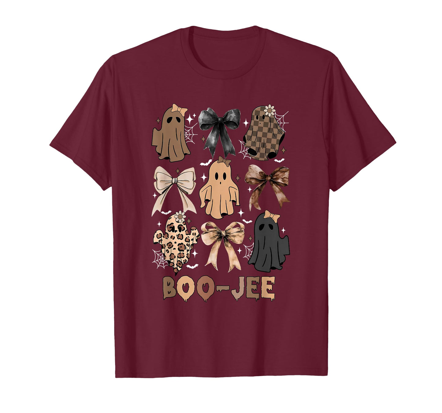 Coquette Boo JEE Ghost Halloween Lace Ghost Leopard Bougie T-Shirt