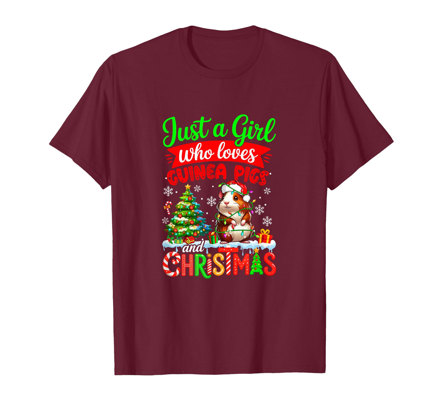 A Girl Loves Guinea Pigs and Christmas Santa Rodent Lover T-Shirt