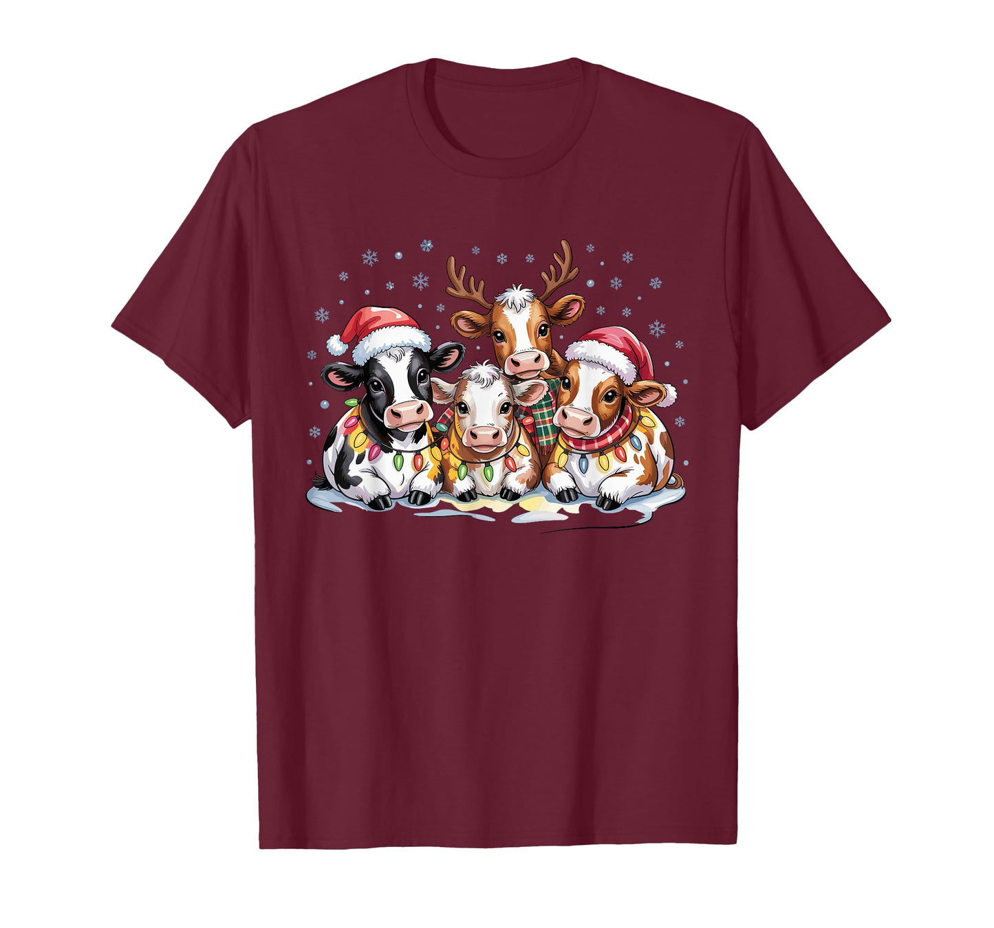 Cute Cow Christmas Funny Farm Animal Lovers Holiday Pajamas T-Shirt