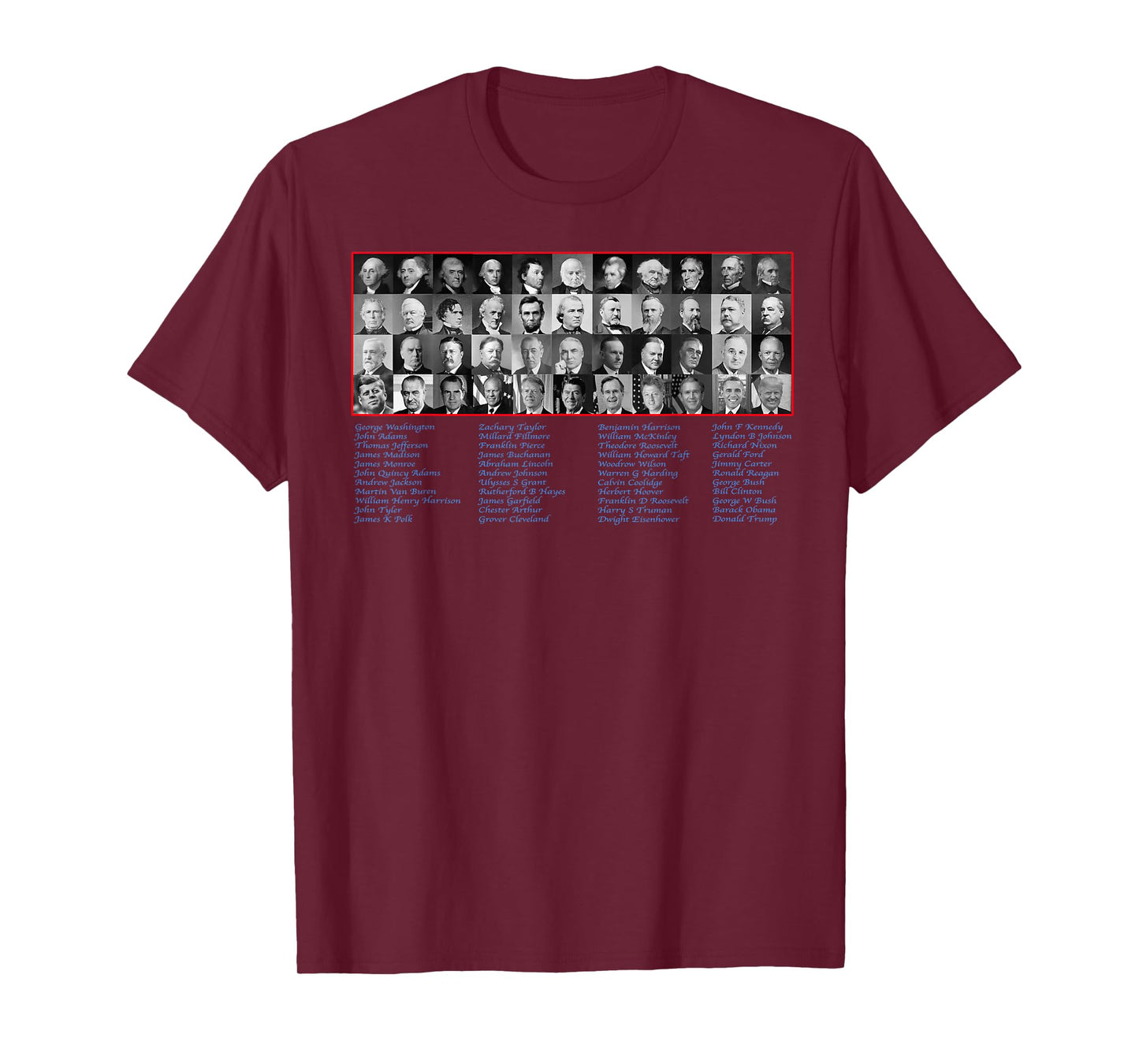 United States Of America Presidents from Washington to Trump T-Shirt