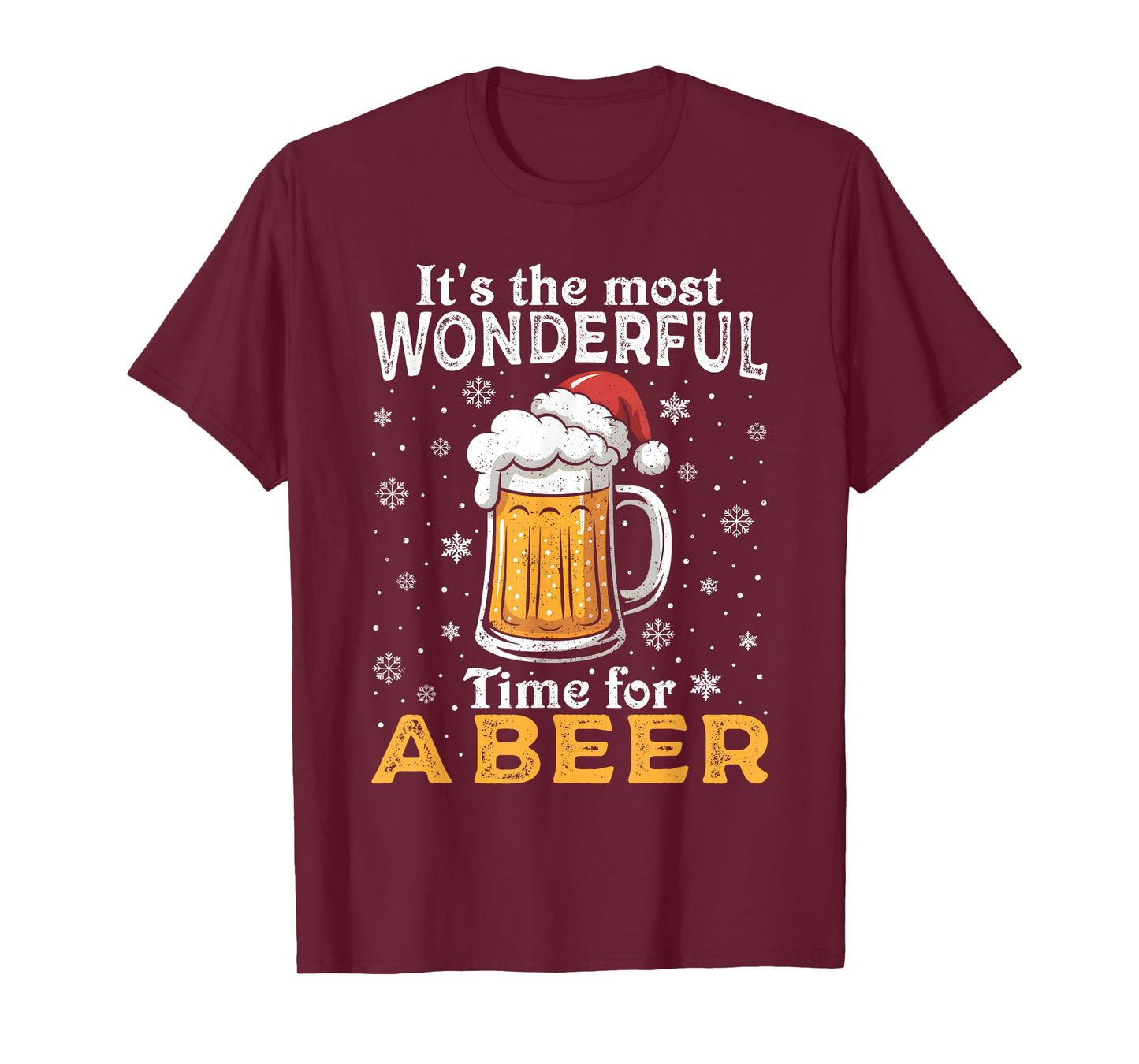 Funny Christmas Pajama Outfit Men Women Beer Mug Santa Hat T-Shirt