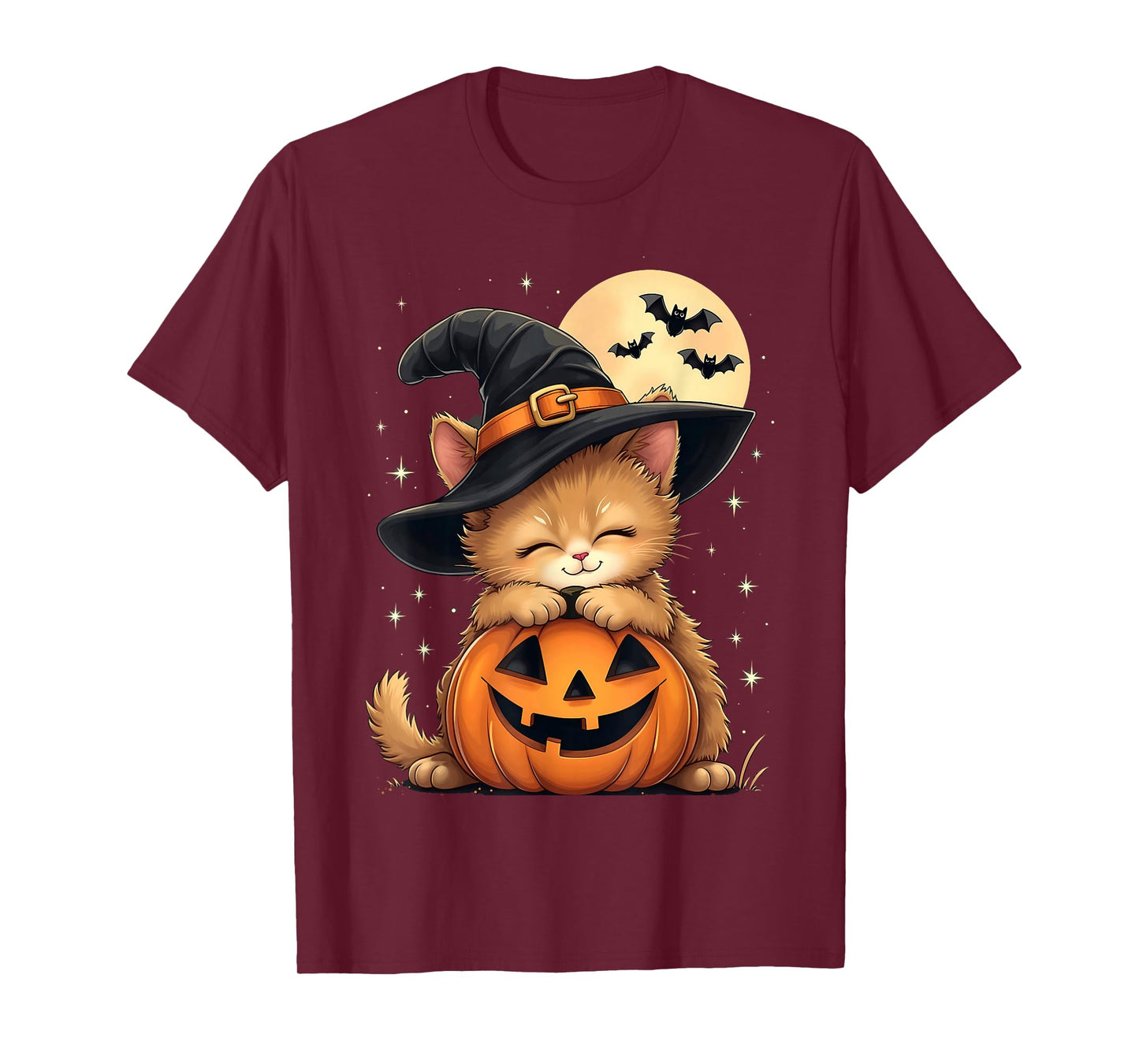 Halloween Cat Witch Hat Pumpkin Spooky T-Shirt