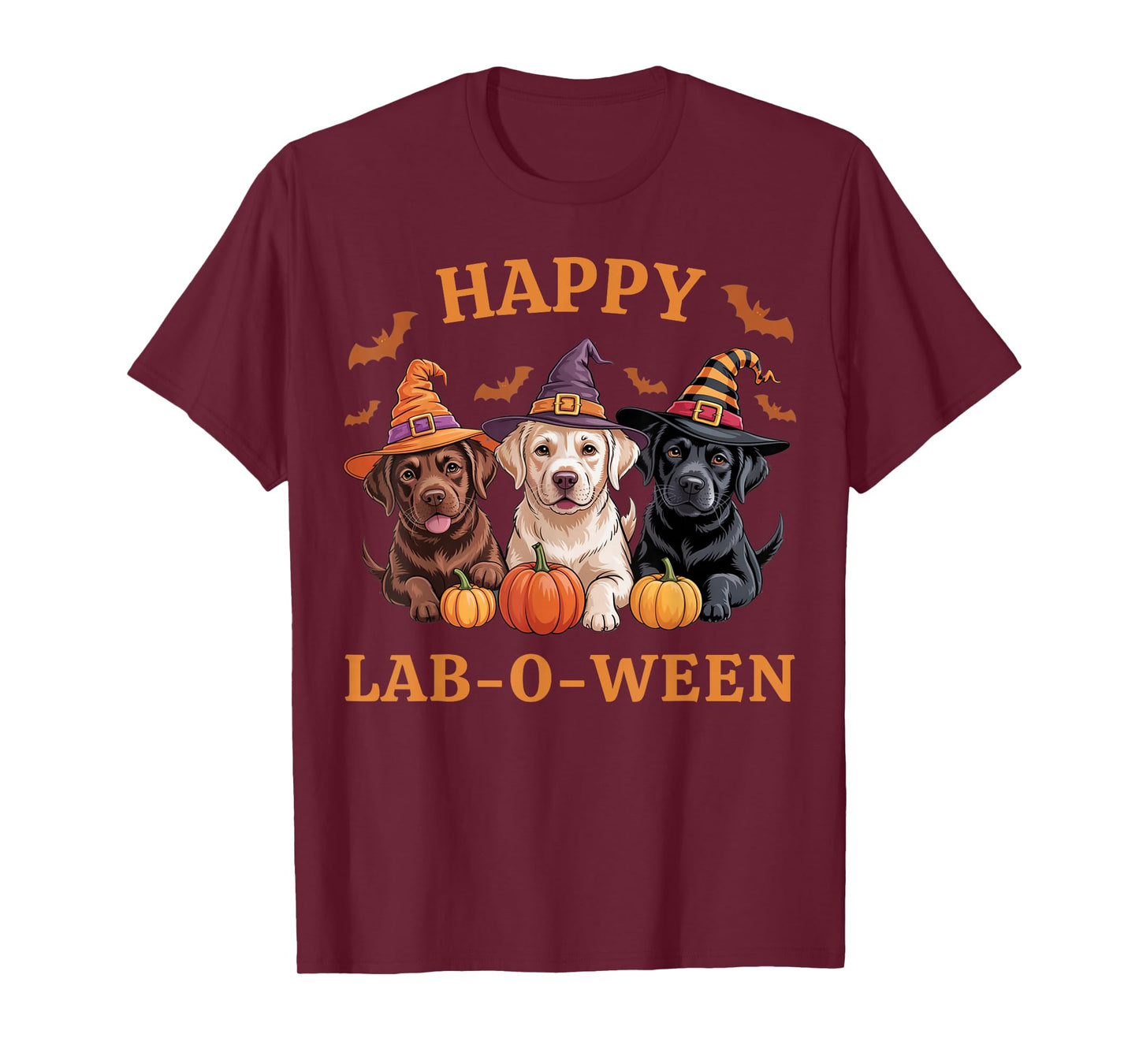 Happy Lab-O-Ween Labrador Pumpkin Witch Hat Spooky Squad T-Shirt