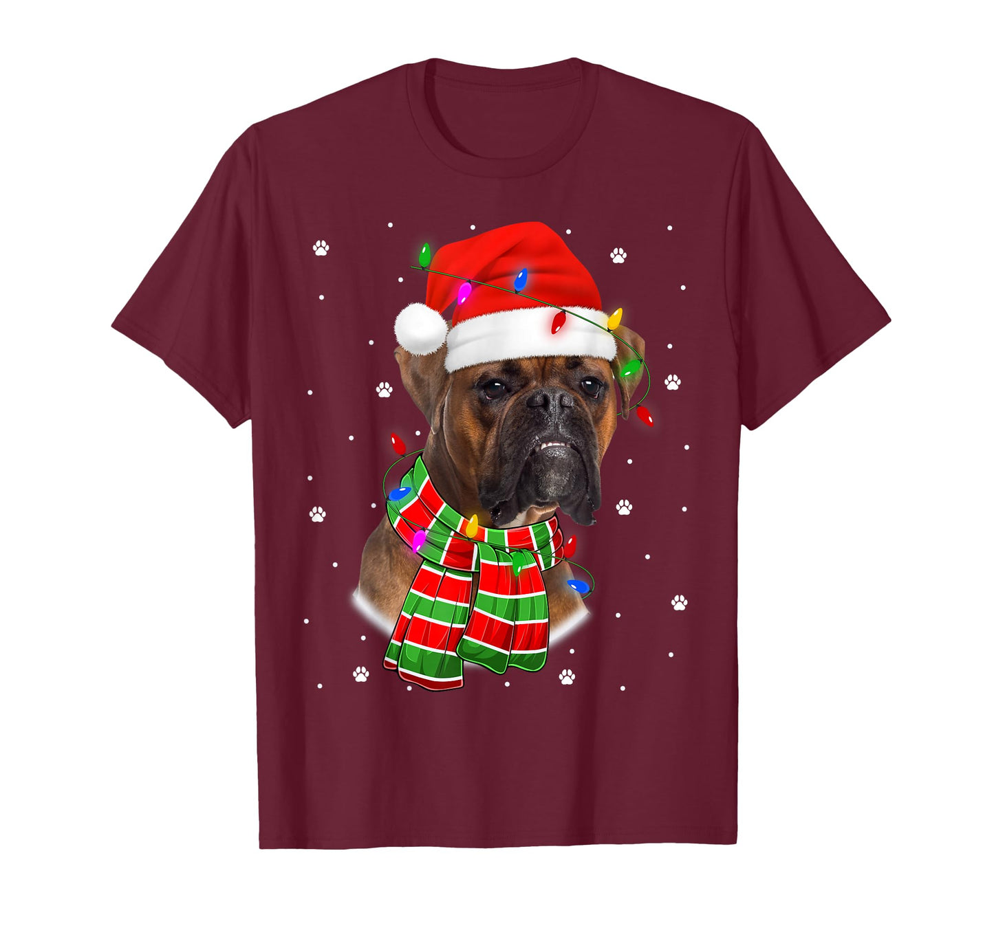 Boxer Dog Christmas Lights Xmas Pajamas T-Shirt