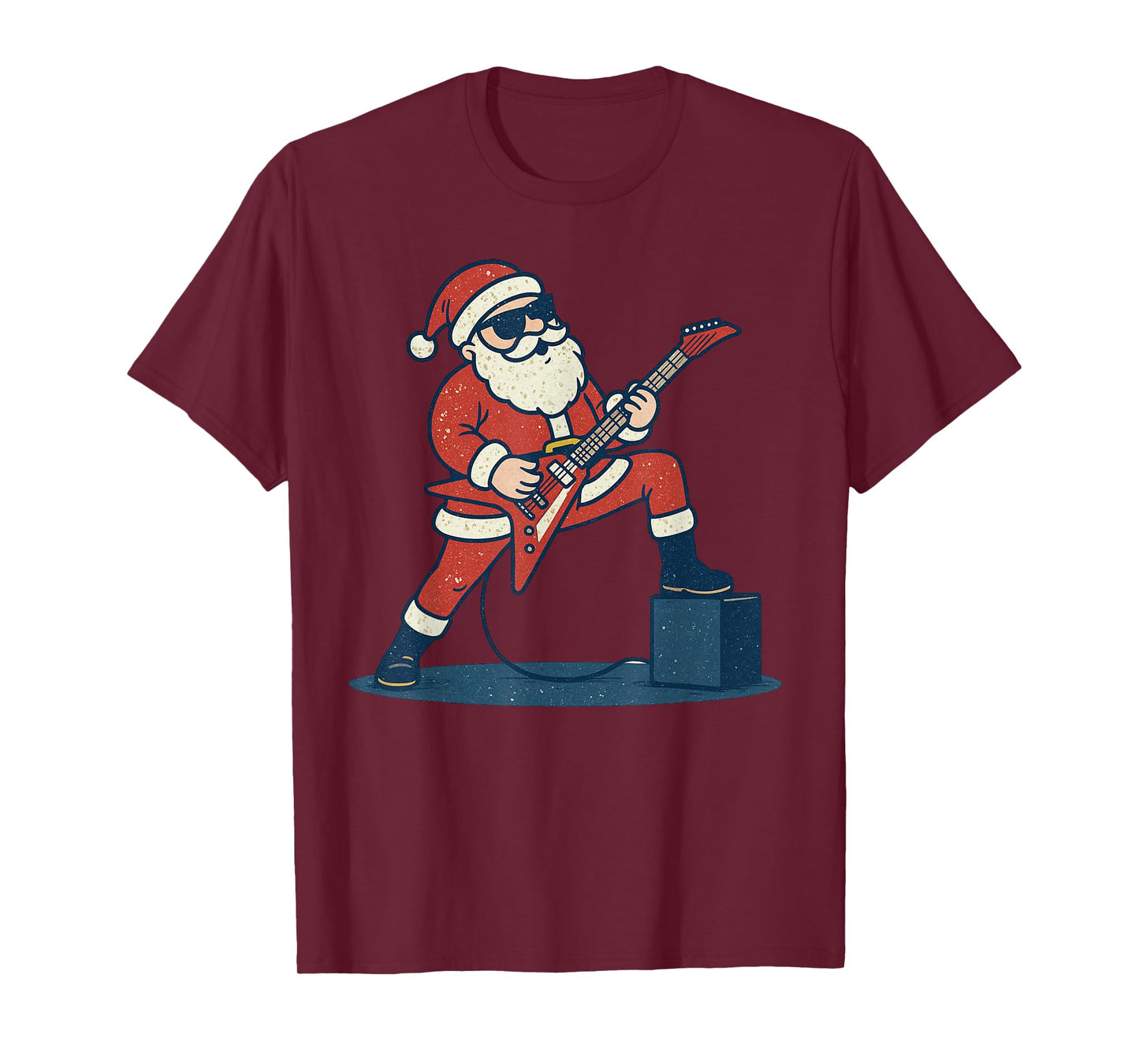 Santa Playing Rock Guitar Christmas Vintage Funny Xmas T-Shirt