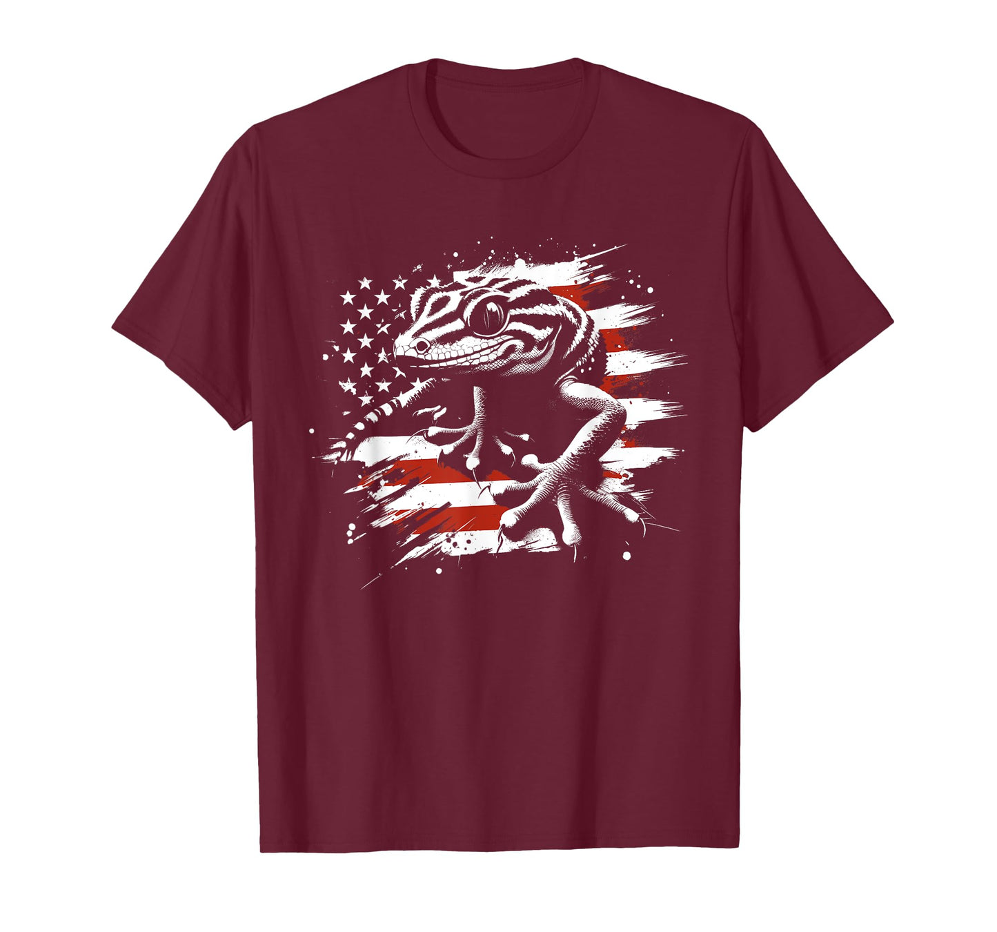 Gecko American Flag - Patriotic USA Lizard Reptiles Lover T-Shirt
