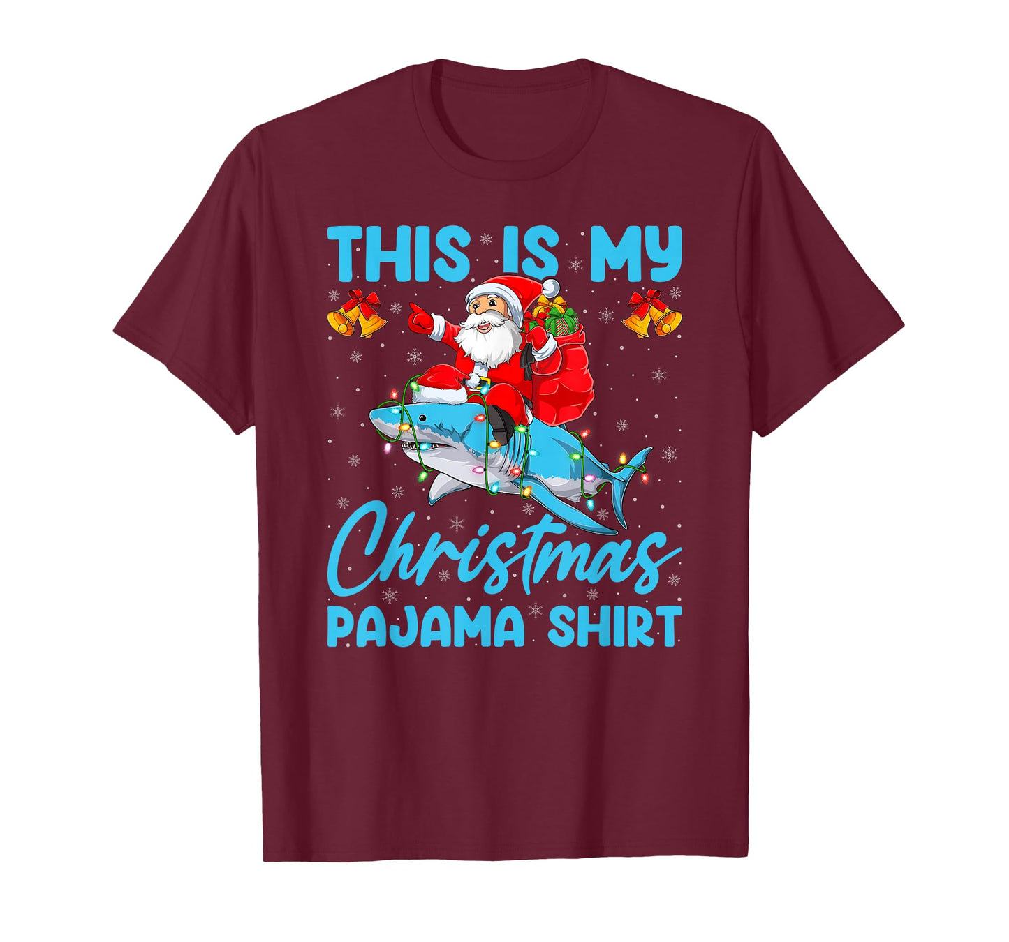 This is My Christmas Pajamas Funny Santa Riding Shark Xmas T-Shirt