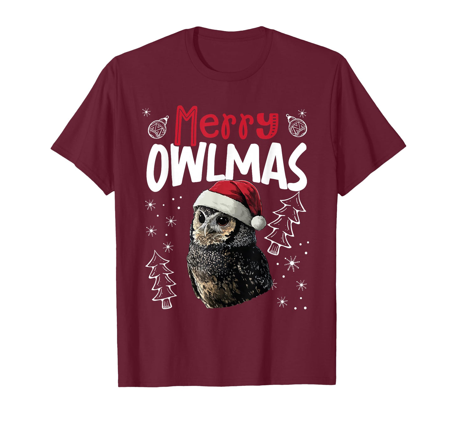 Merry Owlmas Funny Christmas Owl T-Shirt