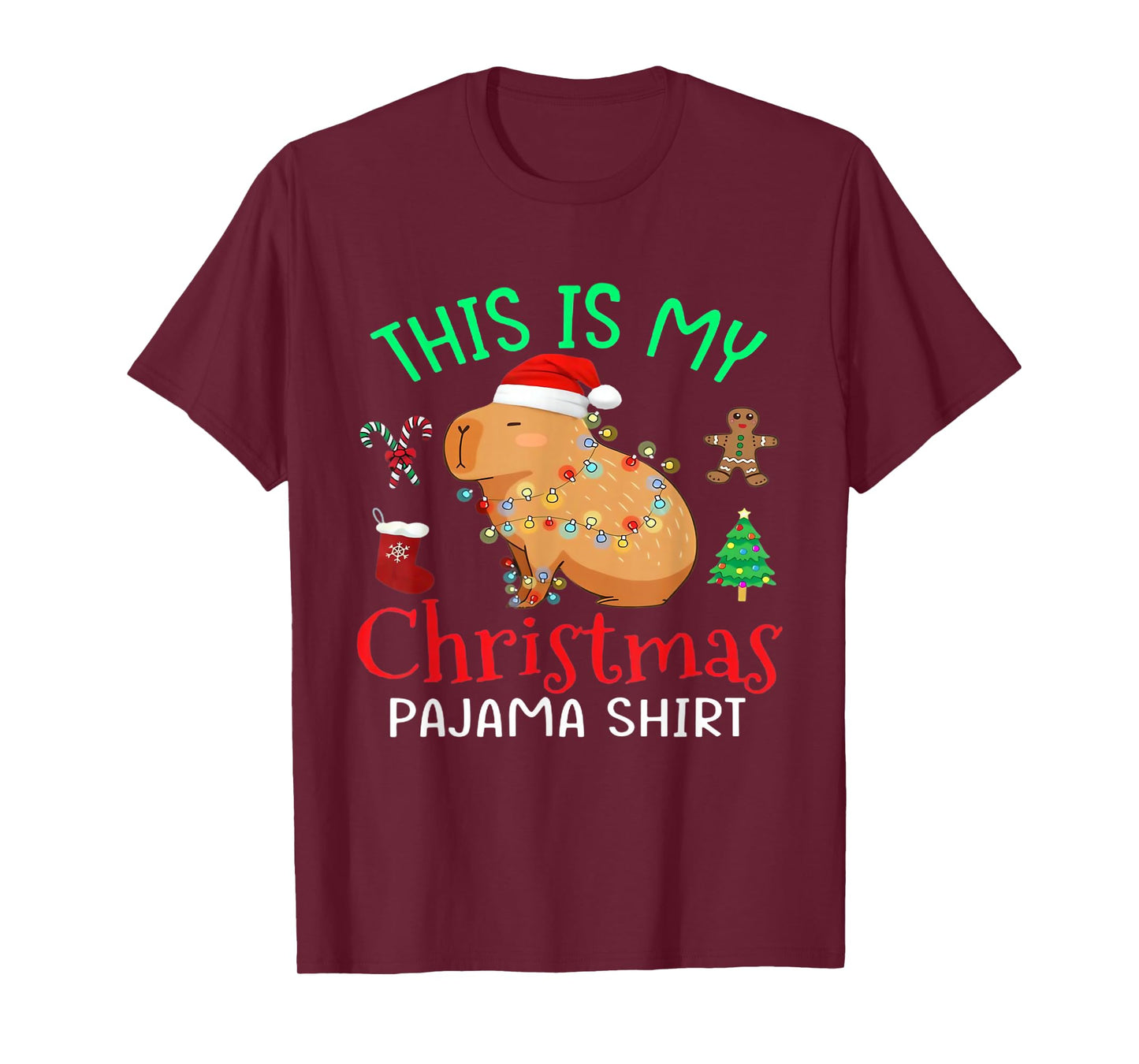 Capybara This is My Christmas Pajama Capy Santa Men Women T-Shirt