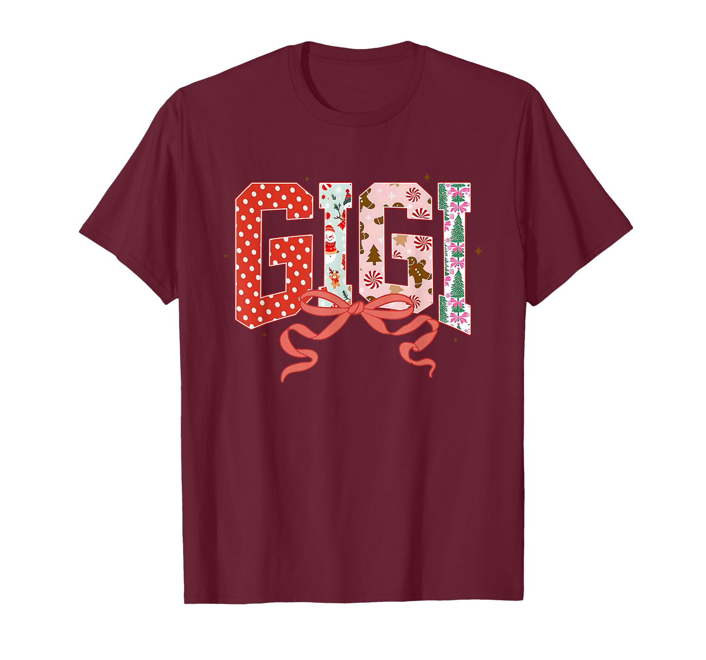 Gigi Cute Pink Coquette Bow Christmas Matching Family Xmas T-Shirt