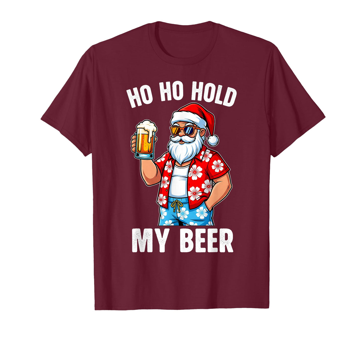 Funny Santa with Sunglasses and Beer Christmas in July T-Shirt